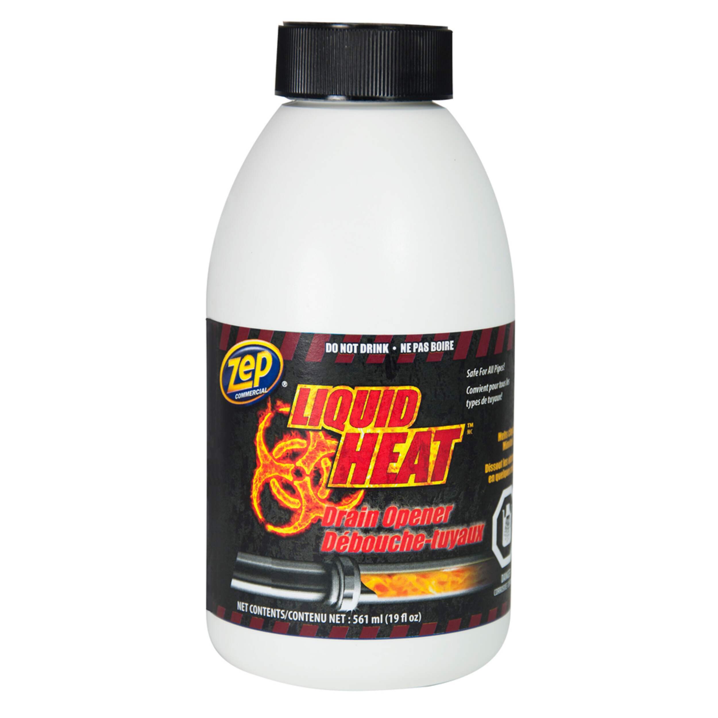 Zep Commercial Liquid Heat Drain Cleaner, 19 oz Front_Flat