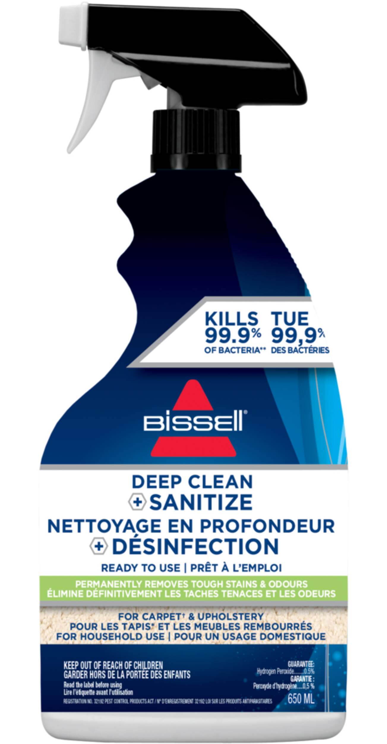 Bissell Deep Clean + Sanitize Spray for Carpet and Upholstery, 650-ml Front_Flat