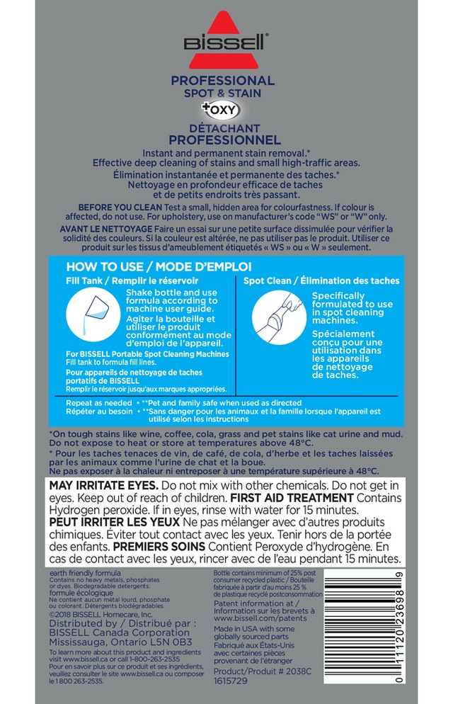Bissell +Oxy Professional Spot & Stain Cleaner for Use with Portable