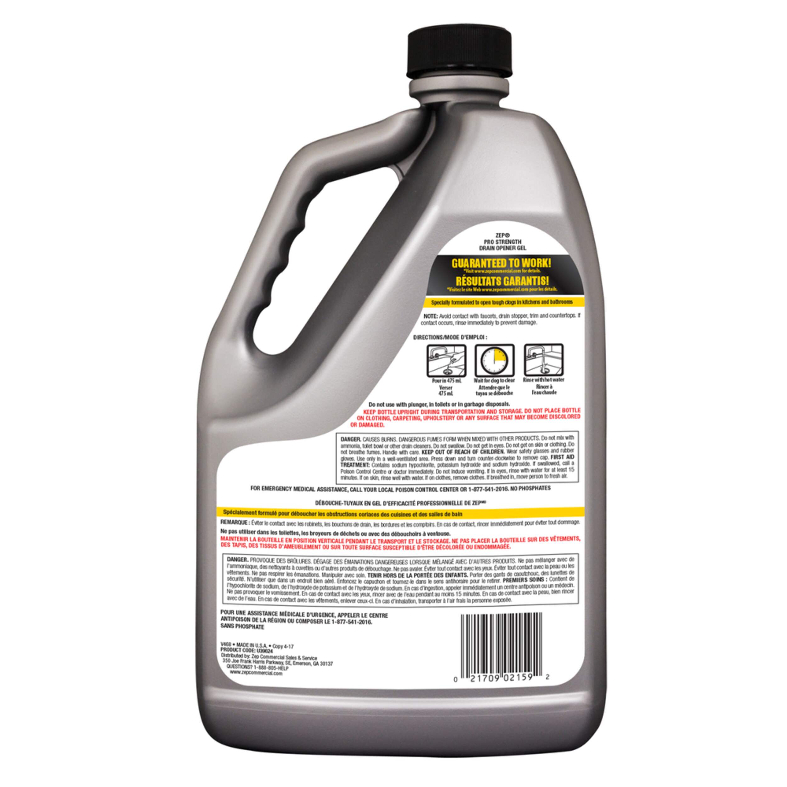 Zep Pro Strength Gel Clog Remover and Drain Opener, 3.78L Canadian Tire