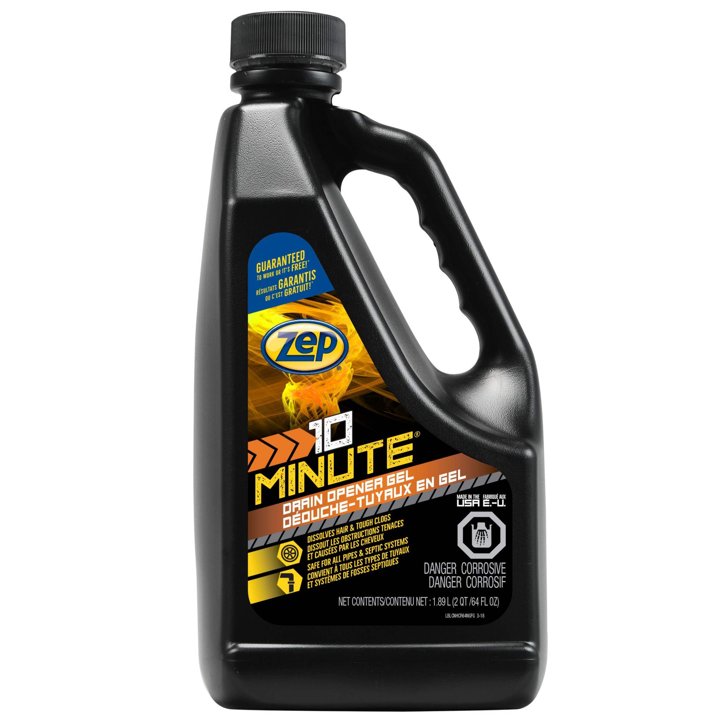 Zep 10 Minute® Hair Clog Remover Drain Opener Gel, 1.89-L Front_Flat