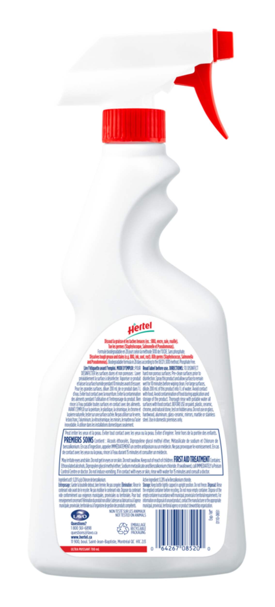 Hertel AllPurpose Disinfectant Cleaner & Degreaser, Fresh Scent, 700