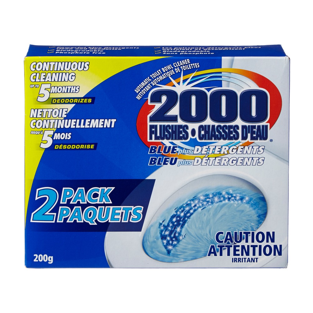 2000 Flushes Blue Plus Detergents Automatic Toilet Bowl Cleaner, 2pk, 200g Canadian Tire