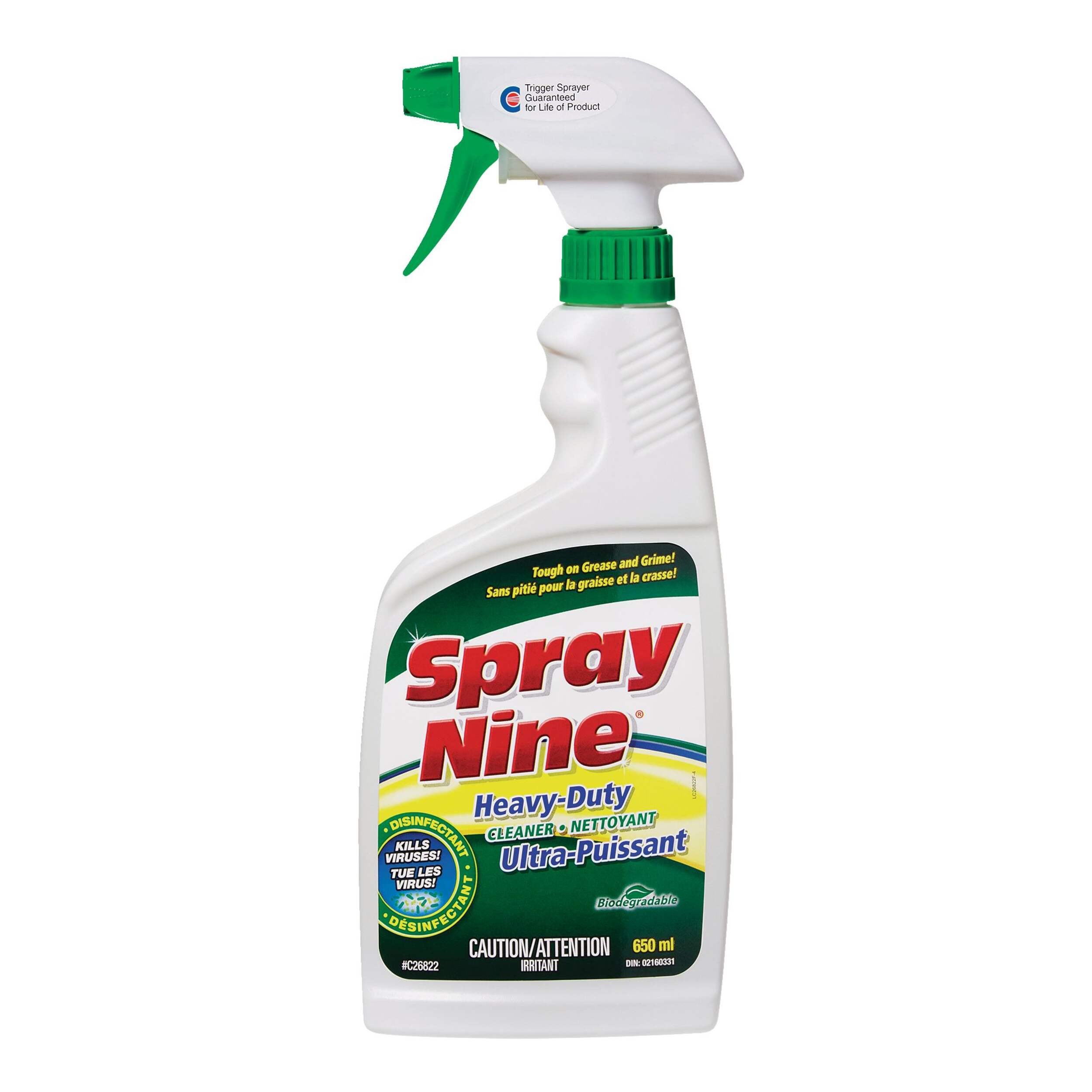 Nettoyant désinfectant et dégraissant en vaporisateur Spray Nine puissant, 650 mL Front_Flat