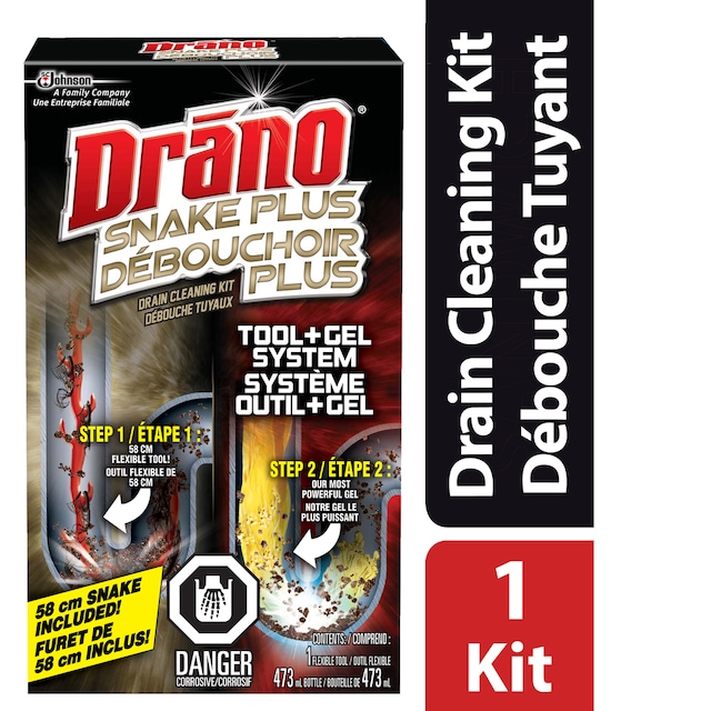 Drano Snake Plus Drain Cleaning Kit & Clog Remover, 19in Wand Tool