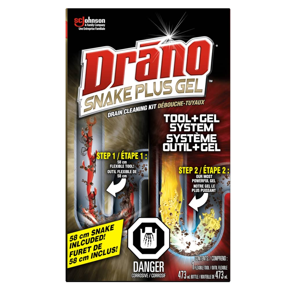 Drano Snake Plus Drain Cleaning Kit & Clog Remover, 19-in Wand Tool ...