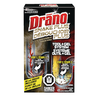 Drano Snake Plus Drain Cleaning Kit & Clog Remover, 19-in Wand Tool + 473-mL Gel Drain Cleaner Front_Flat