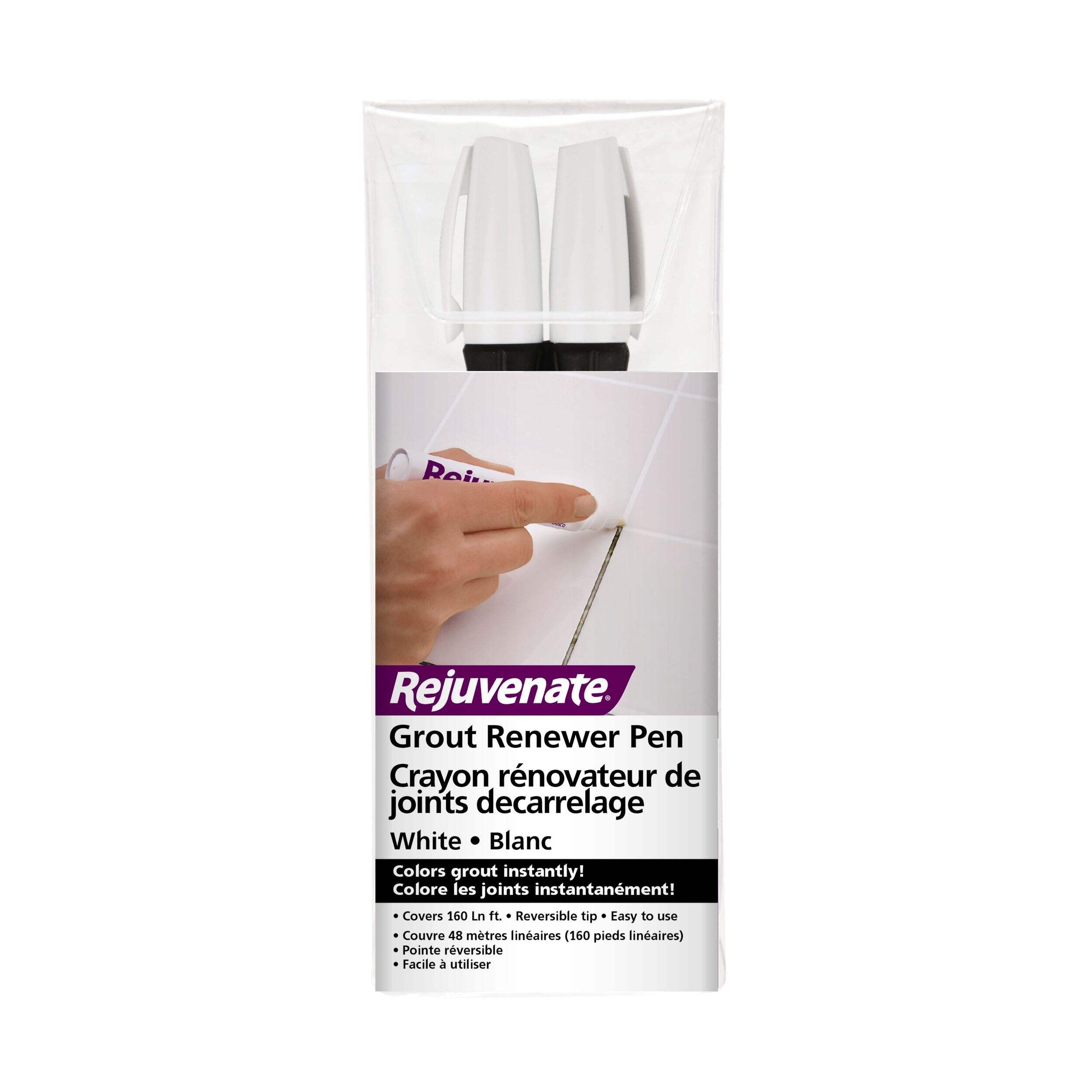 Rejuvenate Grout Renewer Pen/Marker, 2-pk, White Front_Flat