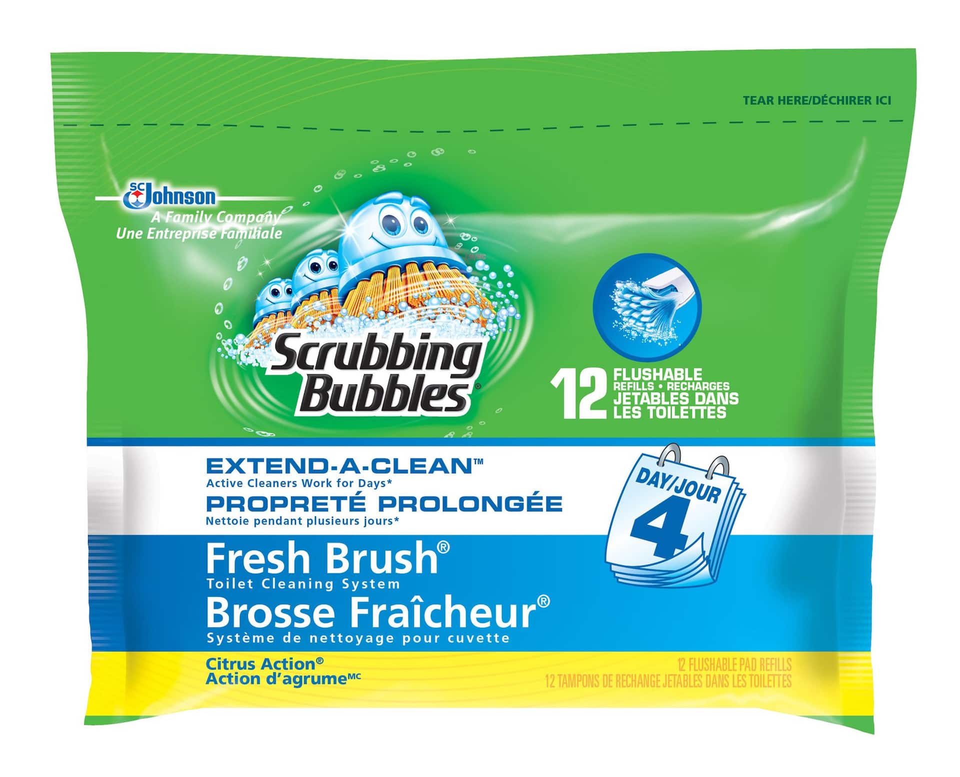 Scrubbing Bubbles Fresh Brush Flushable Refills - Citrus Action Scent - 10  Count Flushable Refills Per Box - Pack of 3 Boxes