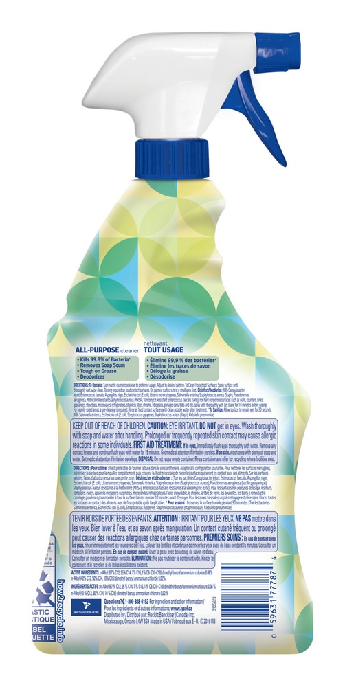 Lysol 4in1 Disinfectant AllPurpose Cleaner Spray, Green Apple, 650