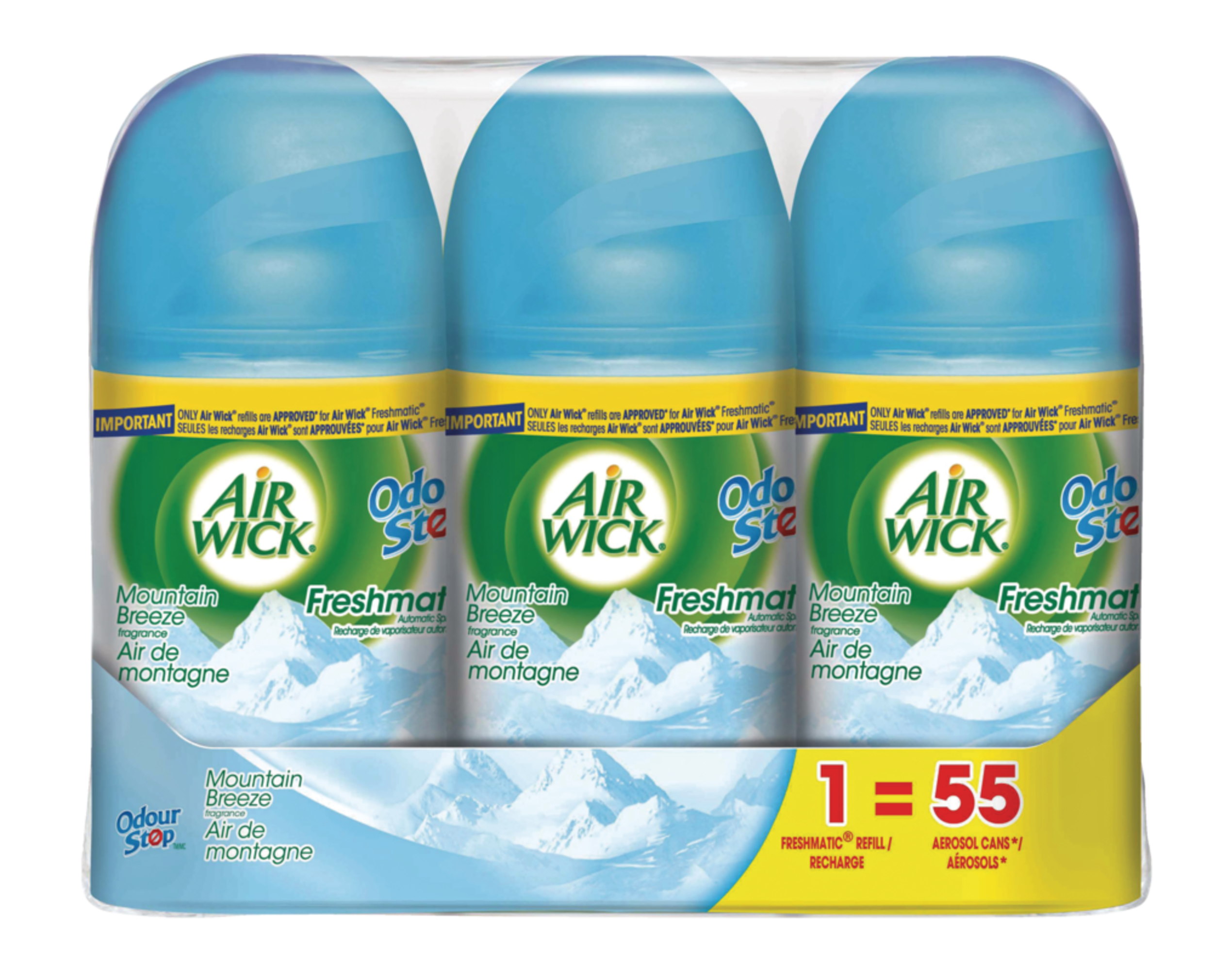 Air Wick Freshmatic Automatic Air Freshener Spray Refills, Mountain Breeze, 3-pk Front_Flat