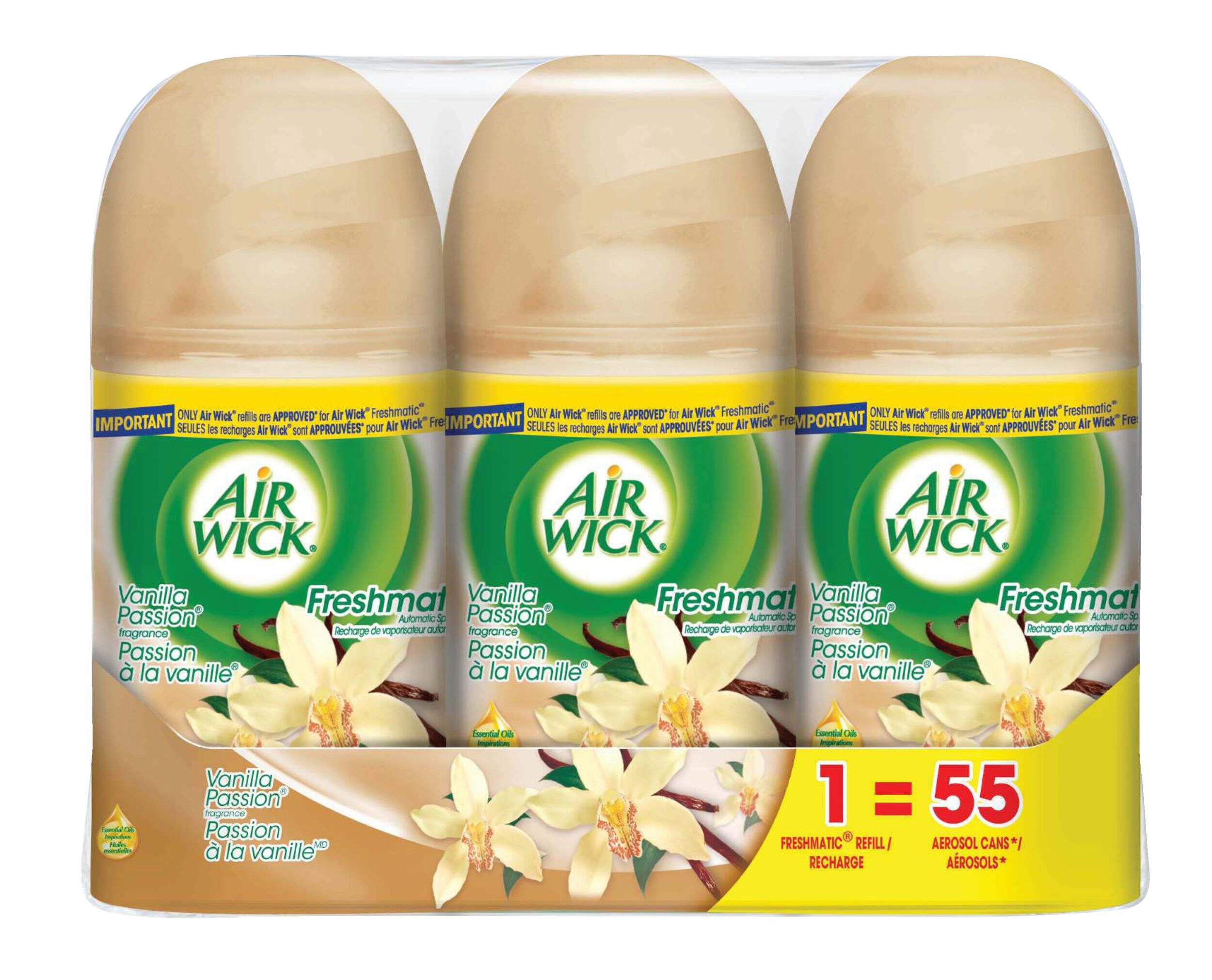 Air Wick Freshmatic Automatic Air Freshener Spray Refills, Vanilla Passion, 3-pk Front_Flat