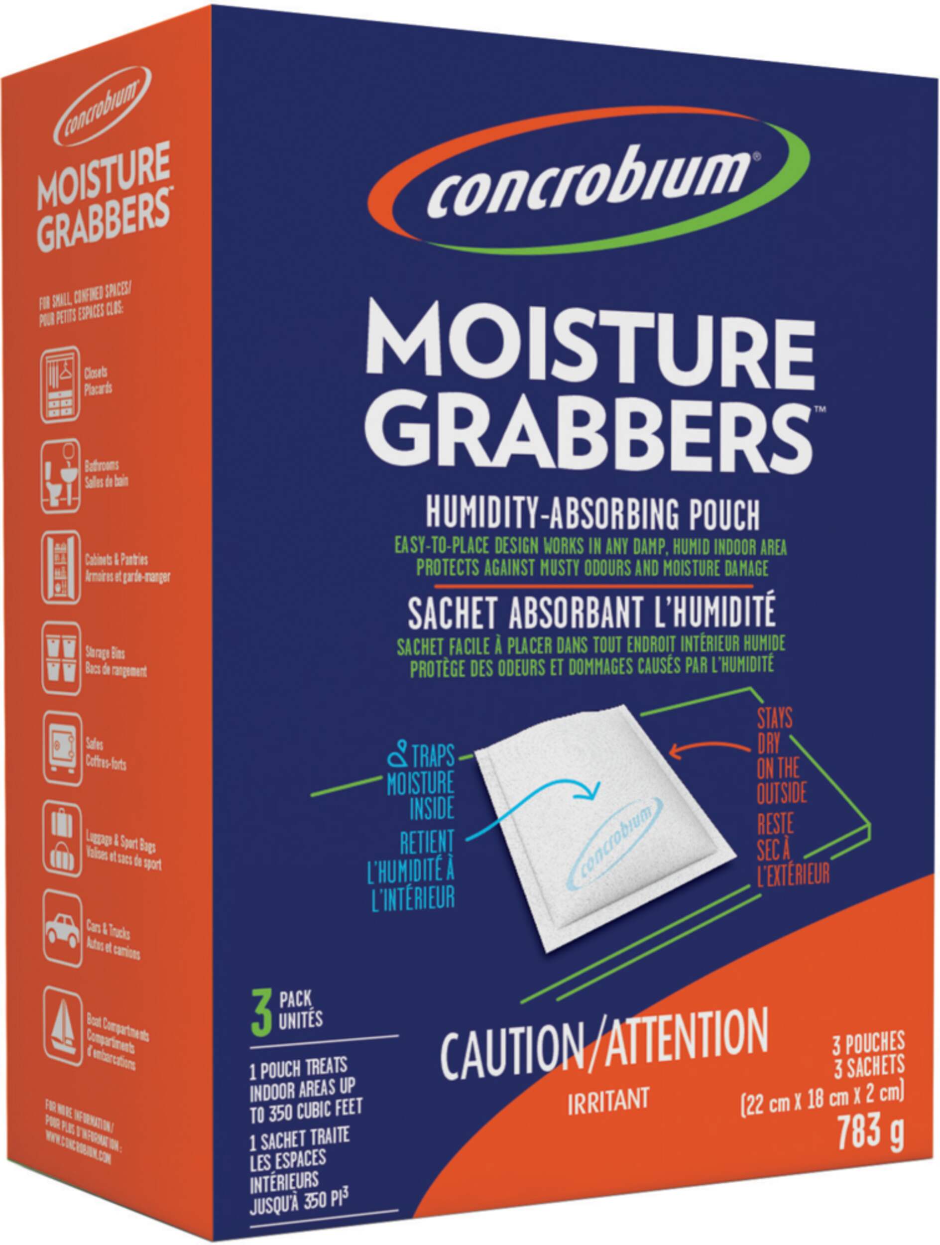 Concrobium Moisture Grabbers Humidty Absorbing Pouch, 3-pk, 783-g Front_Angled_Right