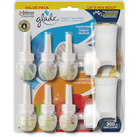 Glade Plug-in Scented Oil Air Freshener Value Pack, 2 Warmer and 6 Refills, Clean Linen & Hawaiian Breeze Scent Front_Flat