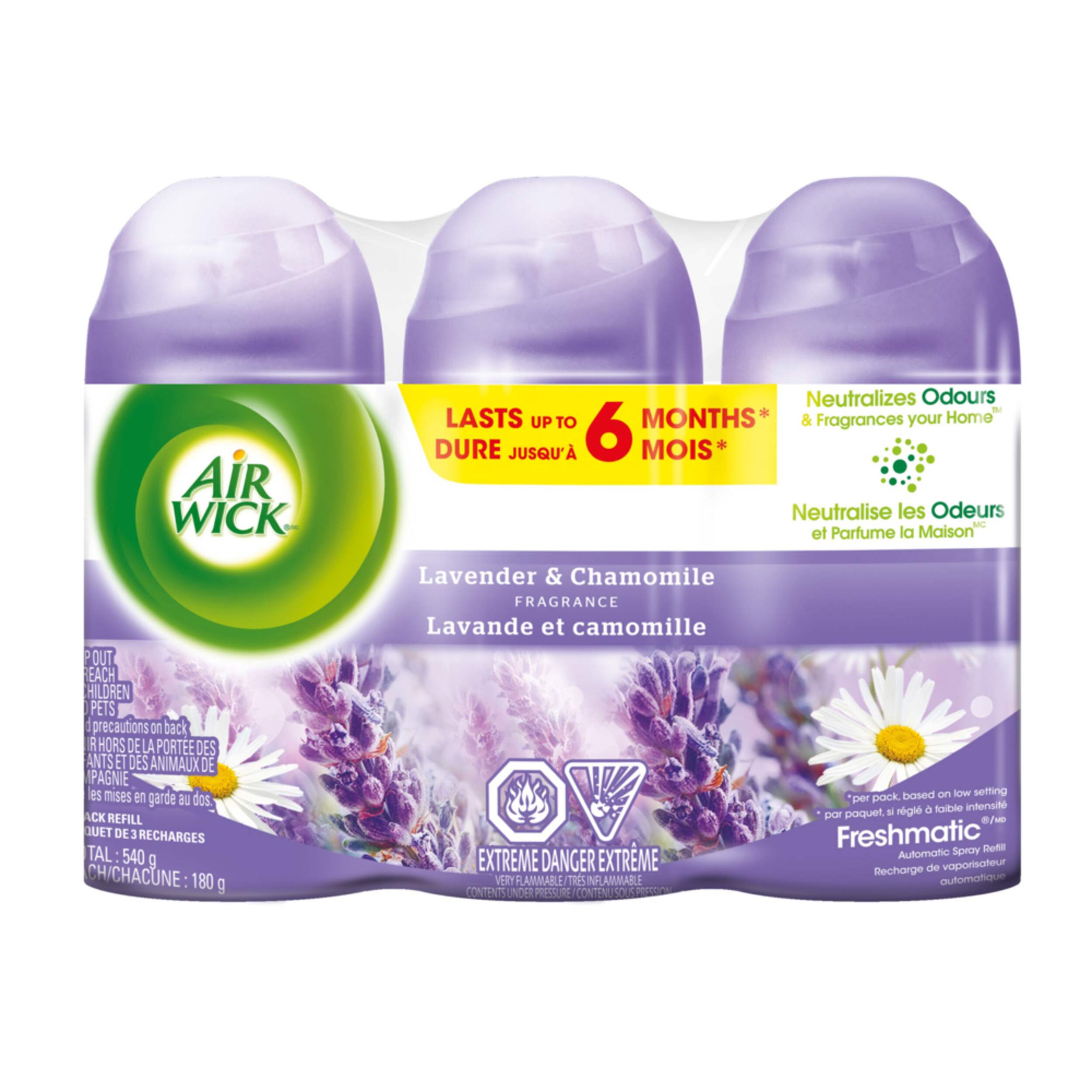 Recharge Air Wick Freshmatic automatique en vaporisateur, lavande et camomille, paq. 3 Front_Flat
