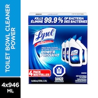 Lysol Power Toilet Bowl Cleaner and Disinfectant, 4 x 946-mL