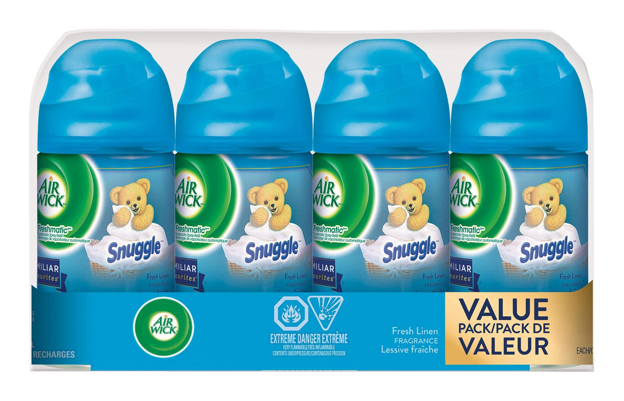 Air Wick Freshmatic Automatic Air Freshener Spray Refills, Snuggle Fresh Linen Scent, 4-pk Front_Flat