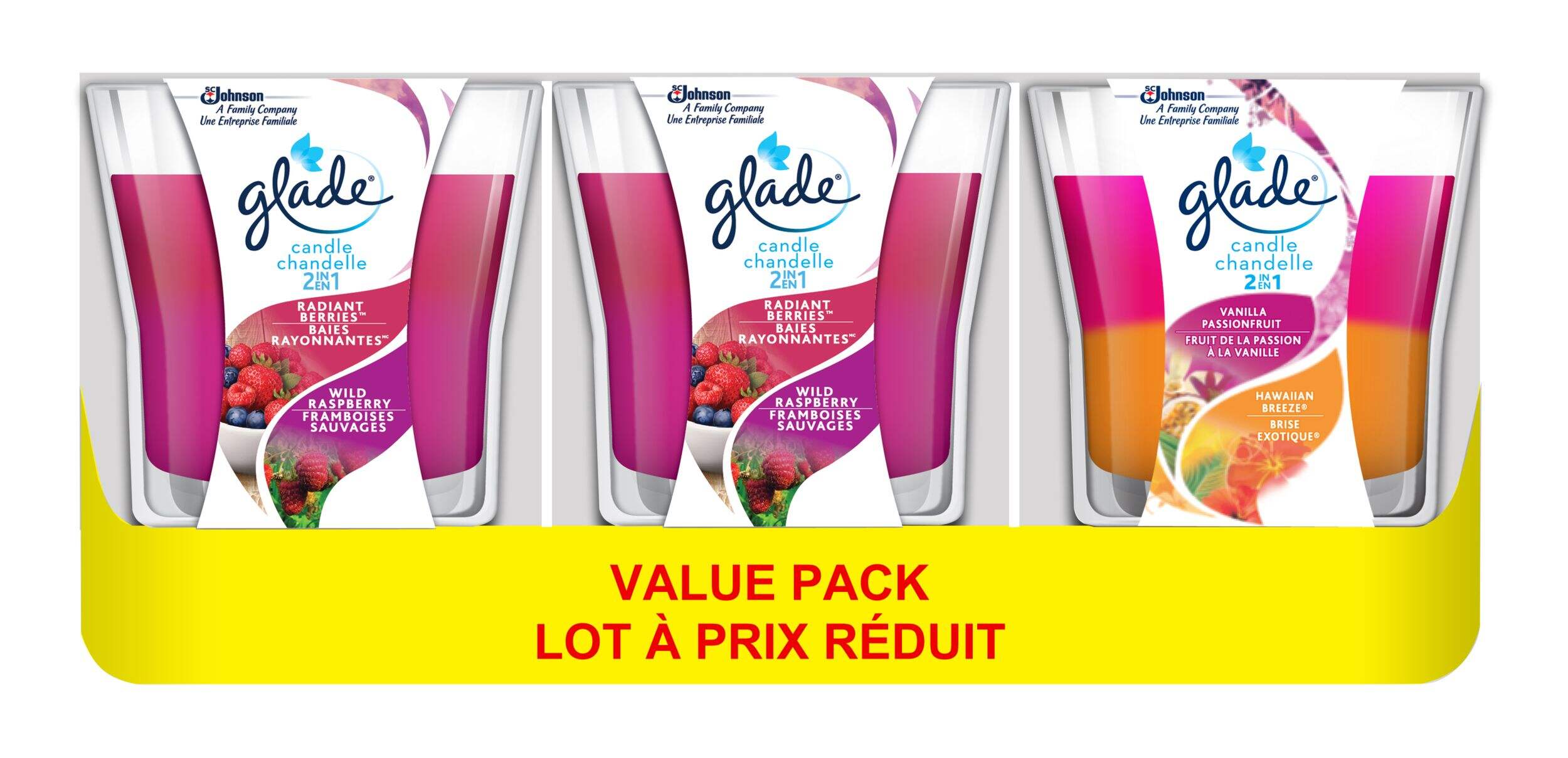 Glade Jar Value Pack Mixed Scents Candles, Purple, 4-in, 3-pk, for General Party Front_Flat