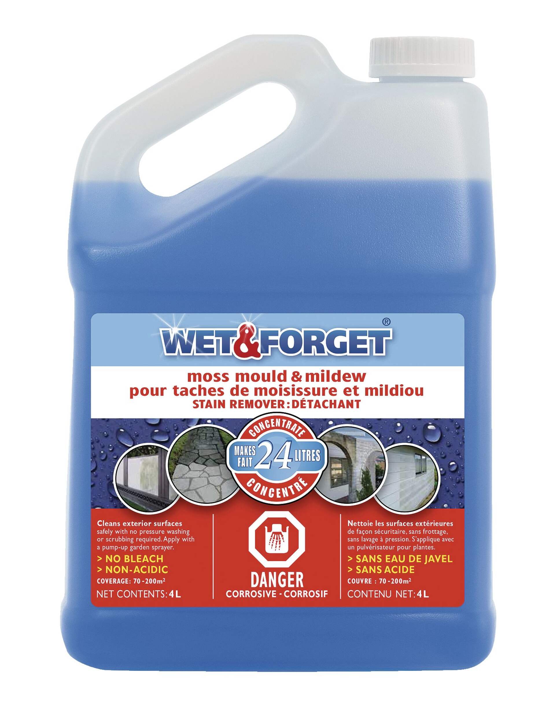 Wet & Forget Outdoor Stain Remover, Concentrate Moss, Mould & Mildew, 4-L Front_Flat