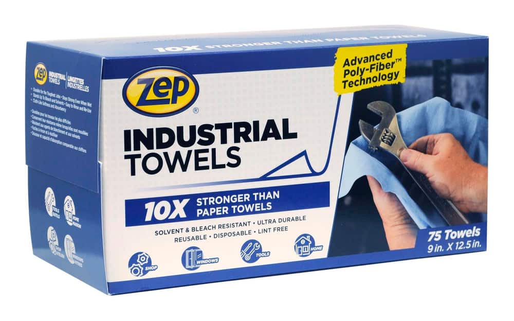 75 count Zep Industrial Towels Lint free blue shop poly-fiber 1 box