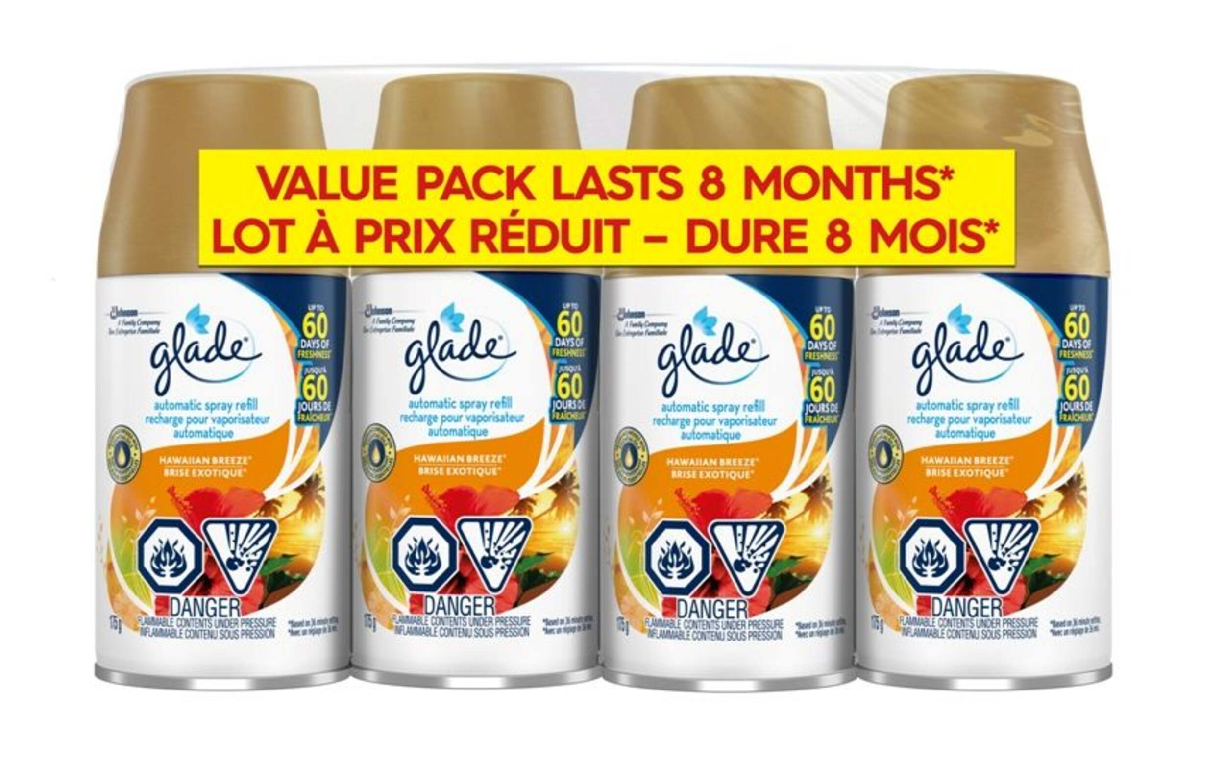 Glade Automatic Air Freshener Spray Refill, Hawaiian Breeze, 4-pk Front_Flat