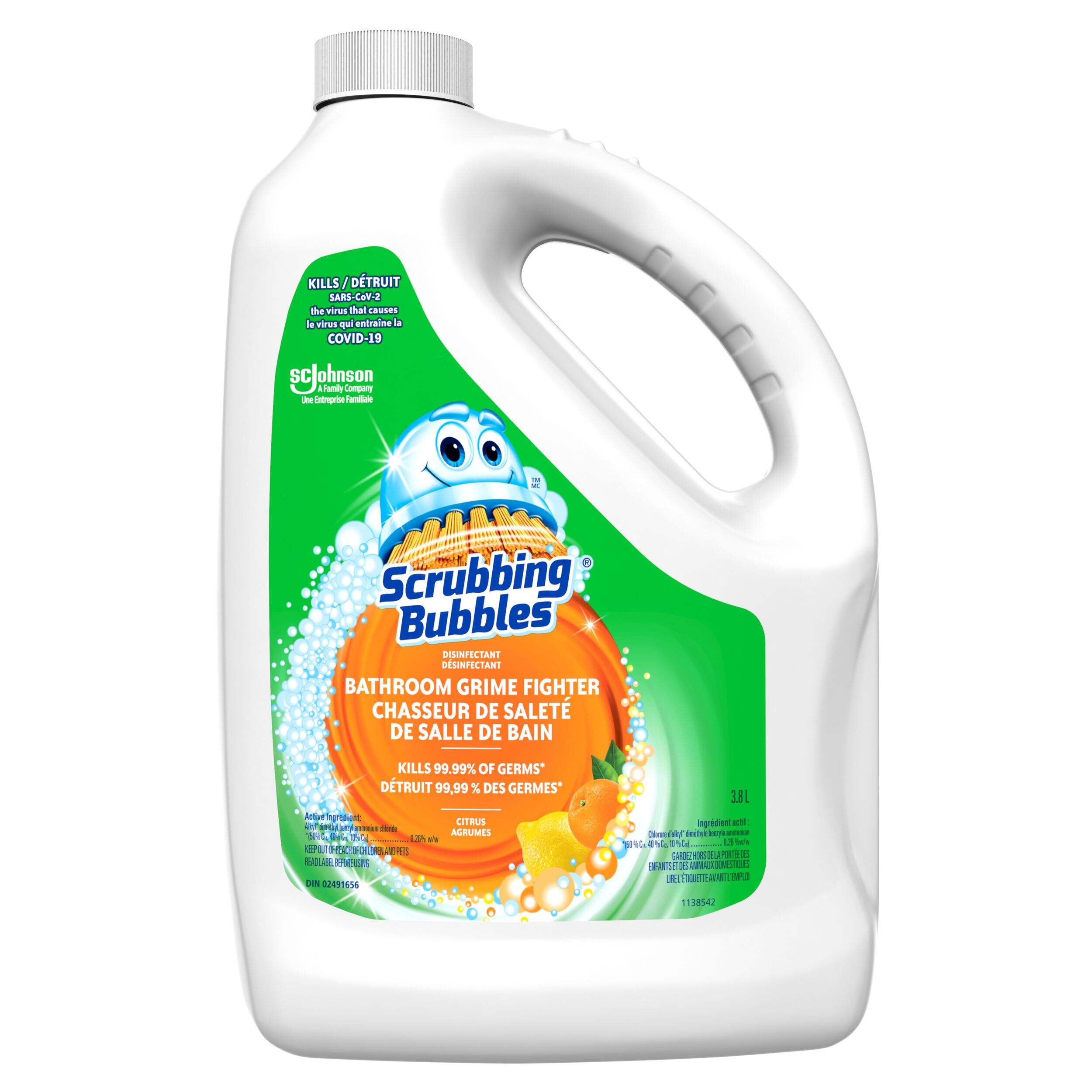 Scrubbing Bubbles Bathroom Grime Fighter Spray Cleaner, Citrus, 3.8L Front_Flat