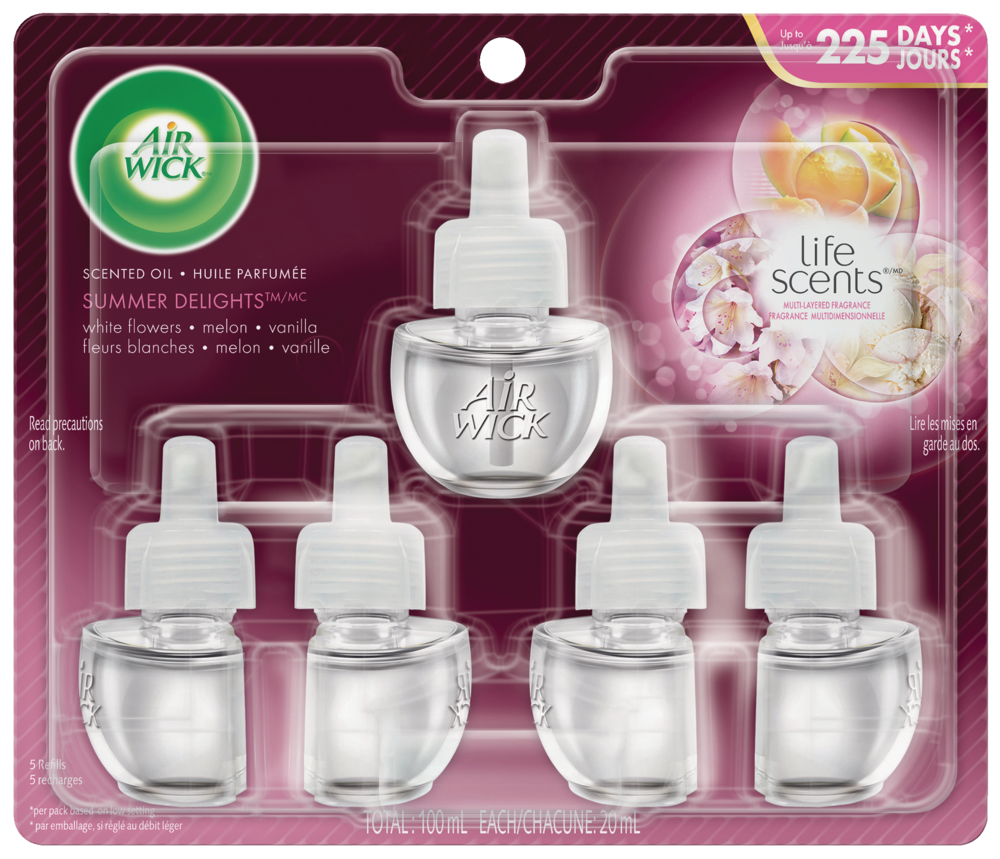 Recharges pour diffuseur d'huile parfumée Air Wick, parfums variés, paq. 5