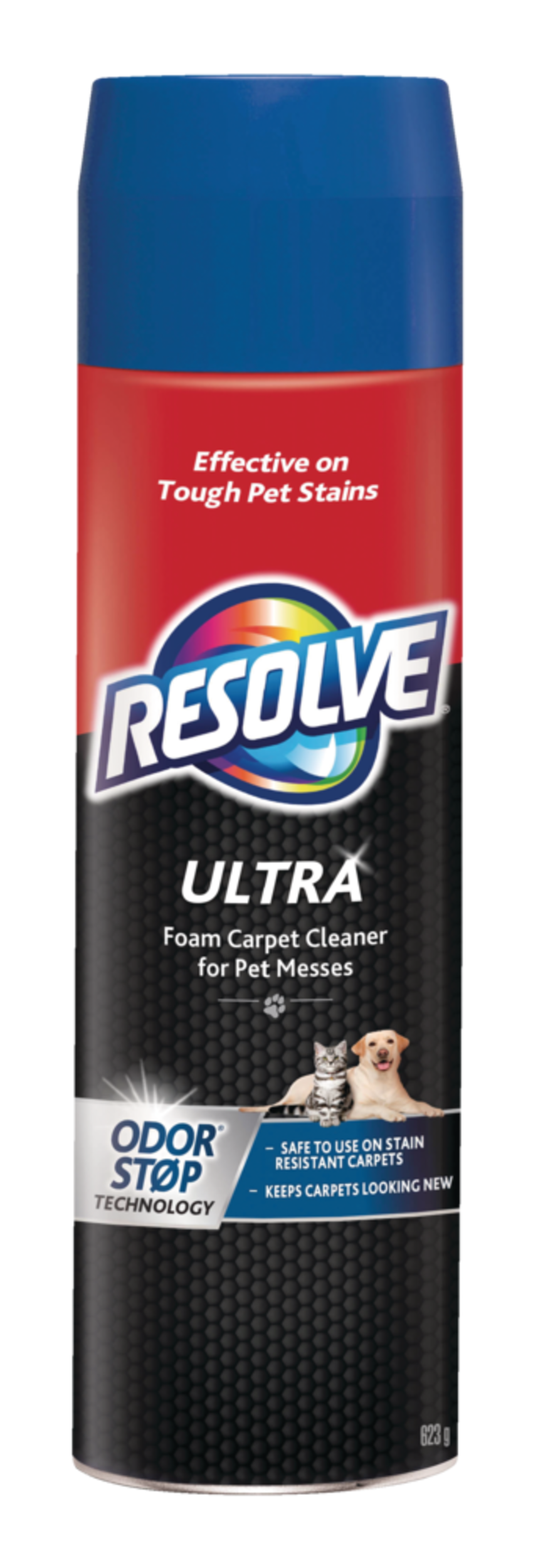 Resolve Ultra Foam Carpet Cleaner for Pet Messes with Odour Stop Technology, 623-g Front_Flat