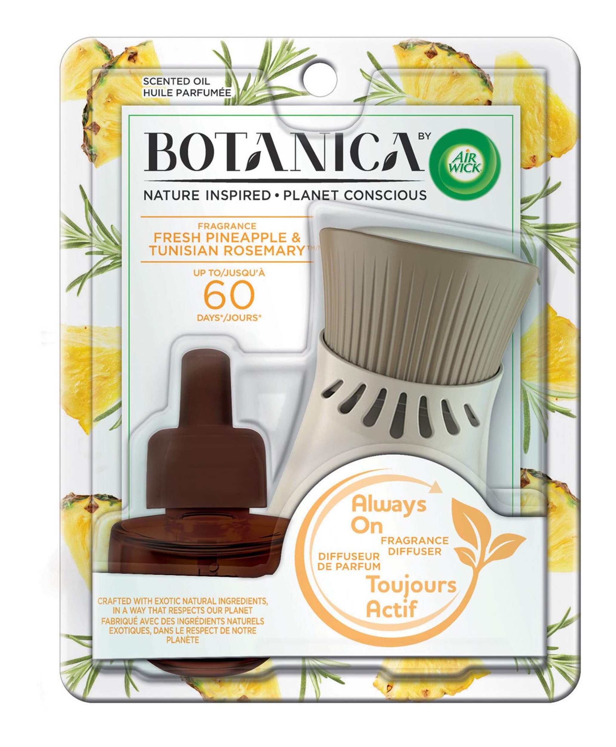 Botanica by Air Wick Plug-in Scented Oil Air Freshener Kit, Includes Warmer and Refill, Pineapple/Rosemary Scent Front_Flat