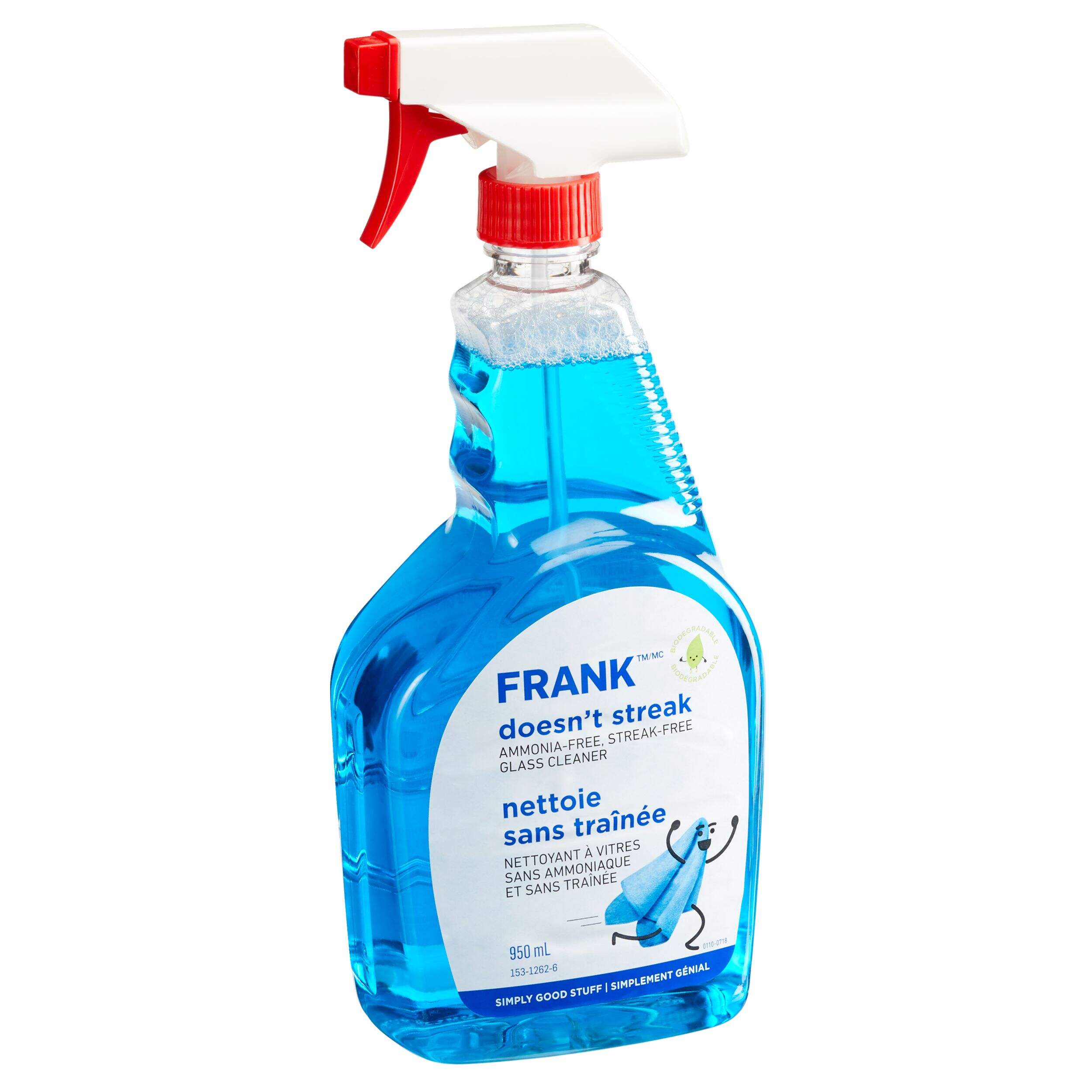 FRANK Ammonia-Free Glass and Window Cleaner Spray, 950-mL Front_Angled_Left