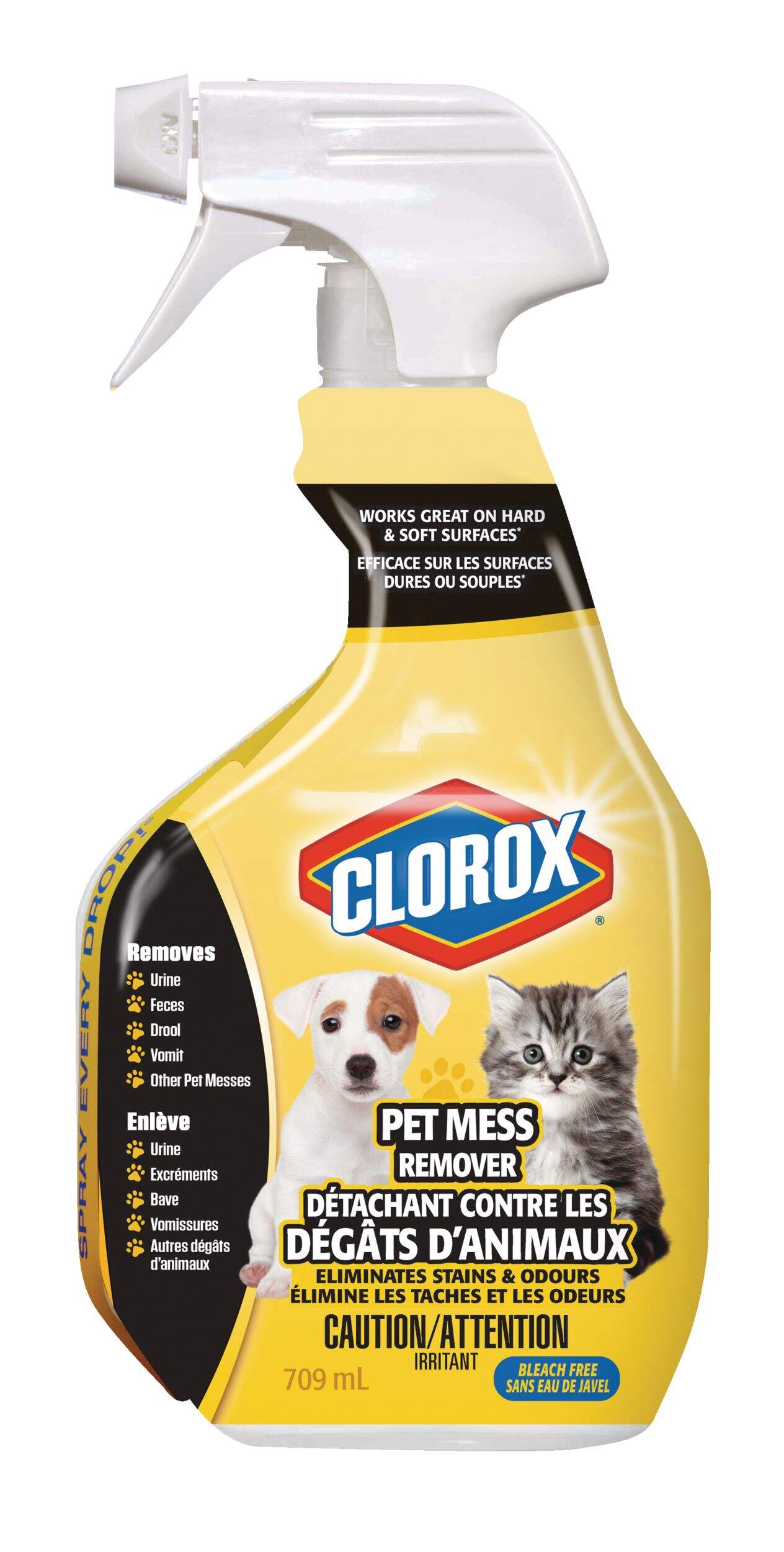 Clorox Pet Mess Stain & Odour Remover Spray, Bleach Free, 709-mL Front_Flat