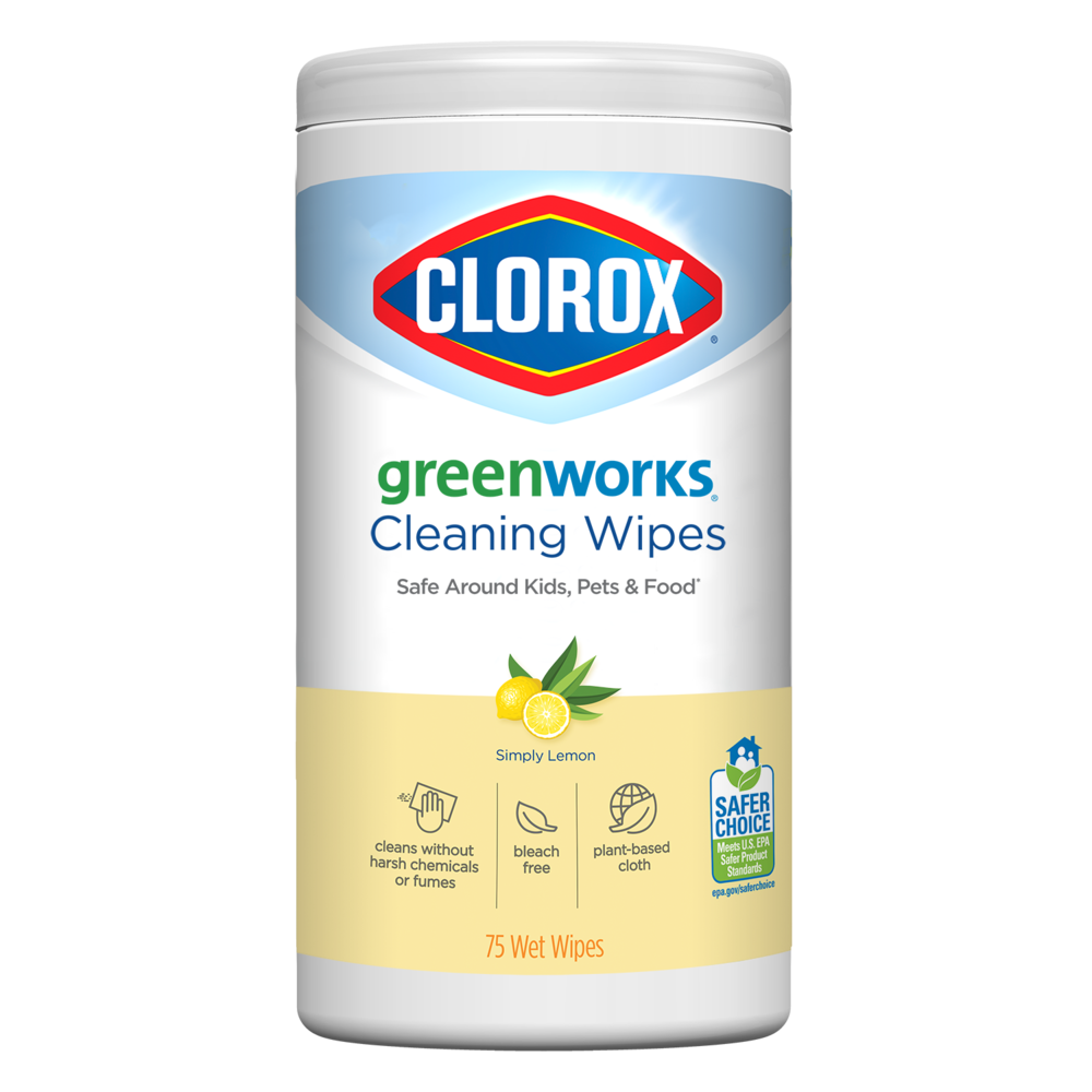 Clorox Compostable Cleaning Wipes, Lemon, 75-pk