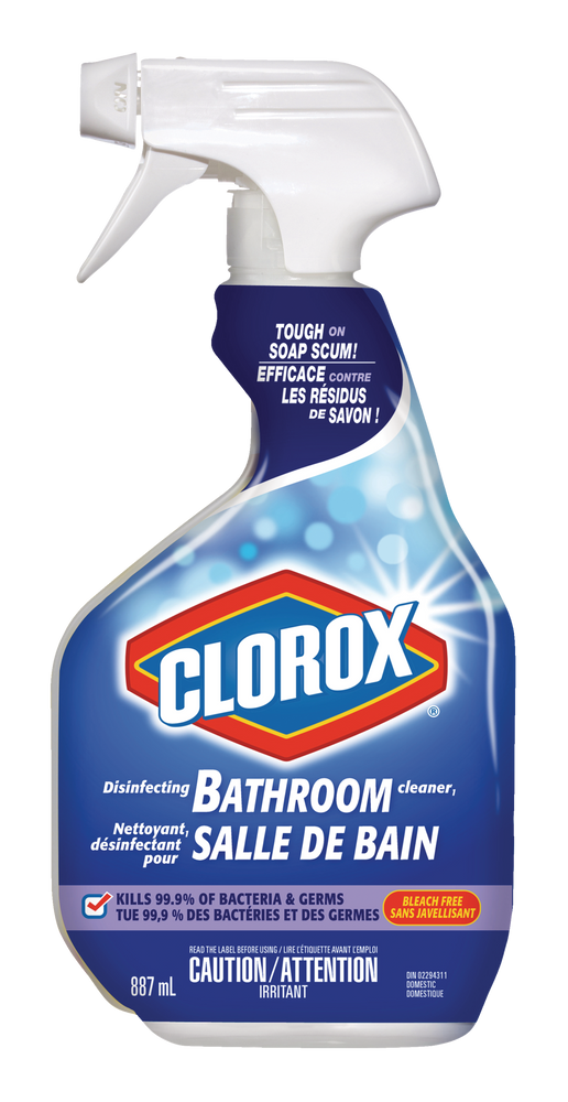 Clorox Bleach Free Disinfecting Bathroom Cleaner Spray, 887mL
