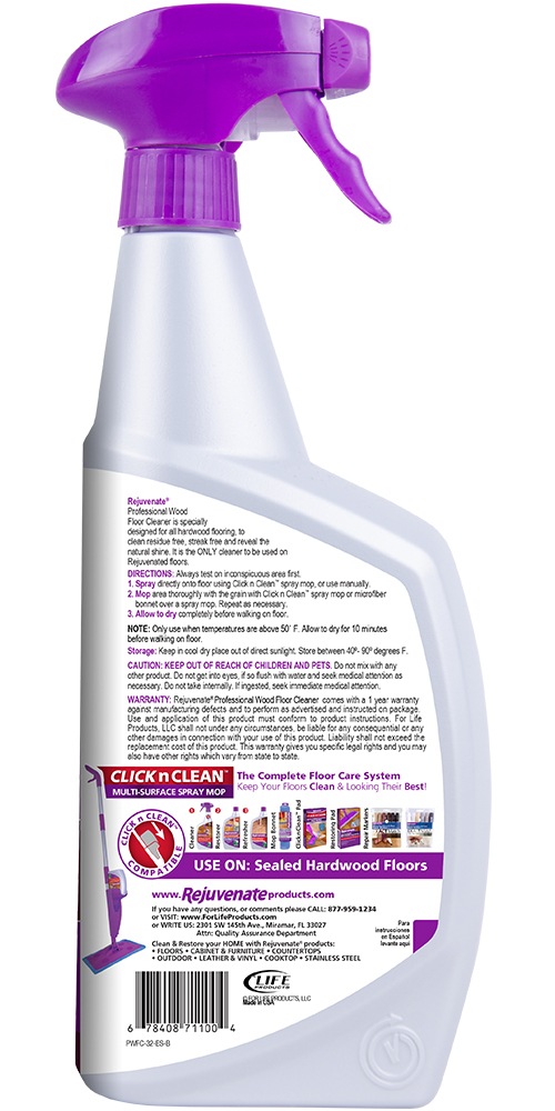 Rejuvenate Professional Wood Floor Cleaner Spray, Fragrance Free, 946