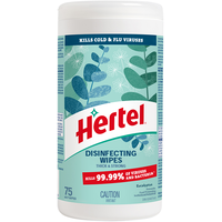 Hertel Cleaning & Disinfecting Wet Wipes, Eucalyptus, 75-pk