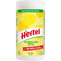 Hertel Cleaning & Disinfecting Wet Wipes, Lemon, 75-pk Front_Flat