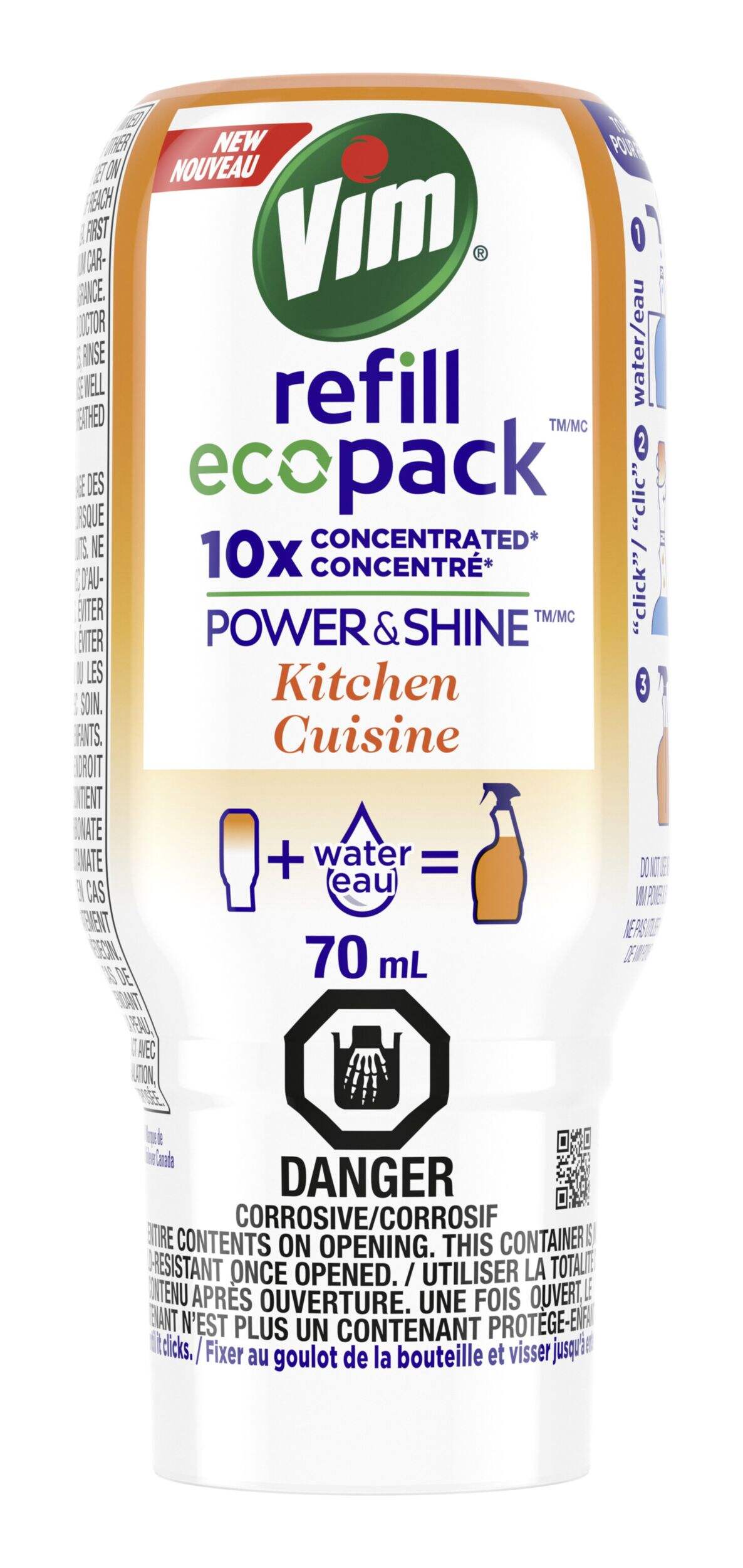 Nettoyant pour la cuisine VIM Refill Eco-Pack Power & Shine, 70 mL Front_Flat
