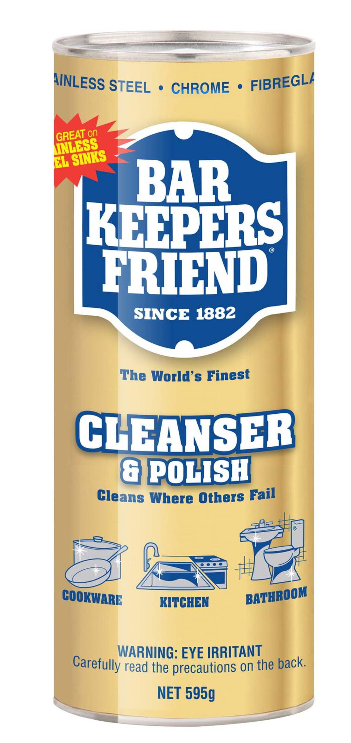Bar Keepers Friend Stainless Steel Powder Cleanser, 595-g Front_Elevated