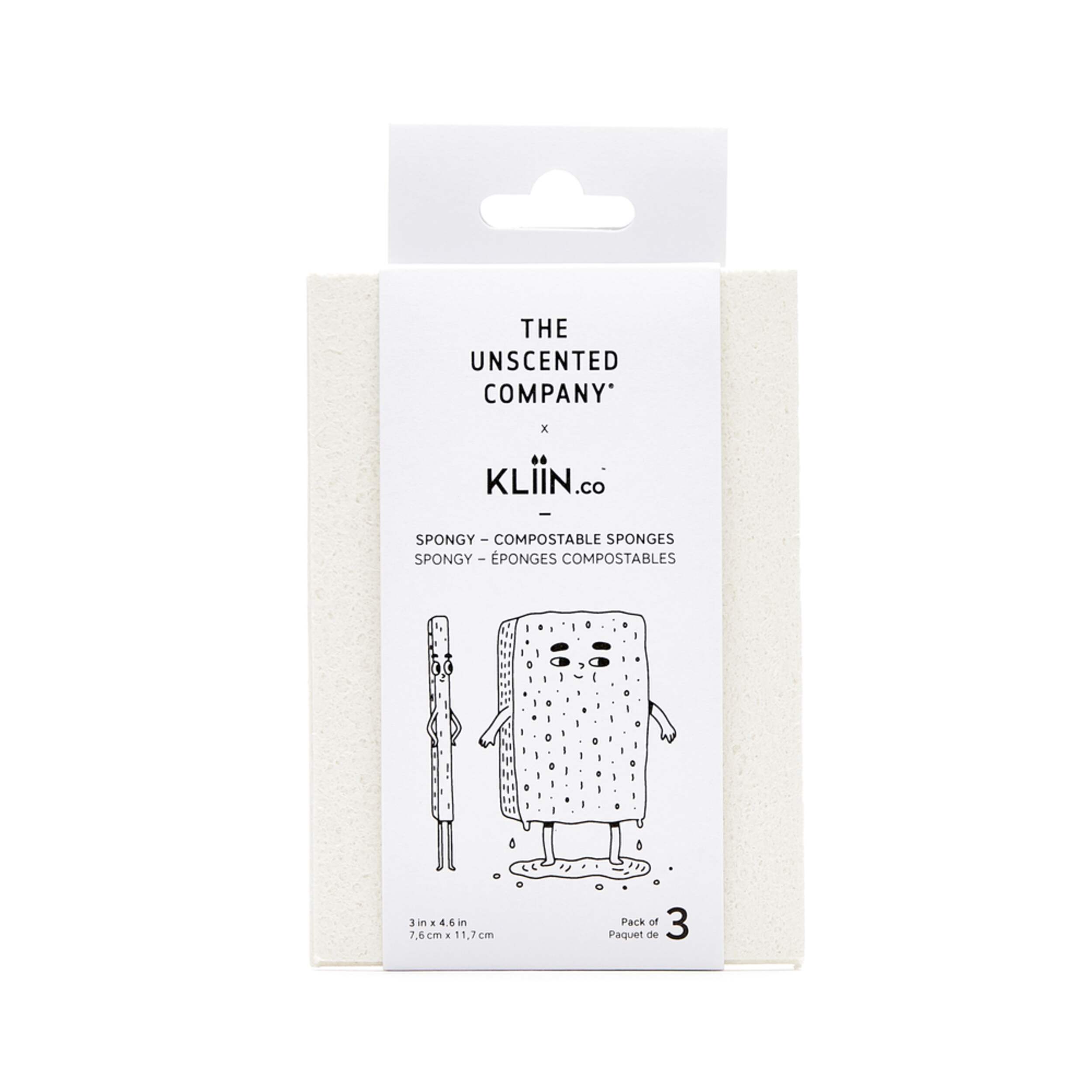 The Unscented Company Compostable Sponge, 3-pk Front_Flat