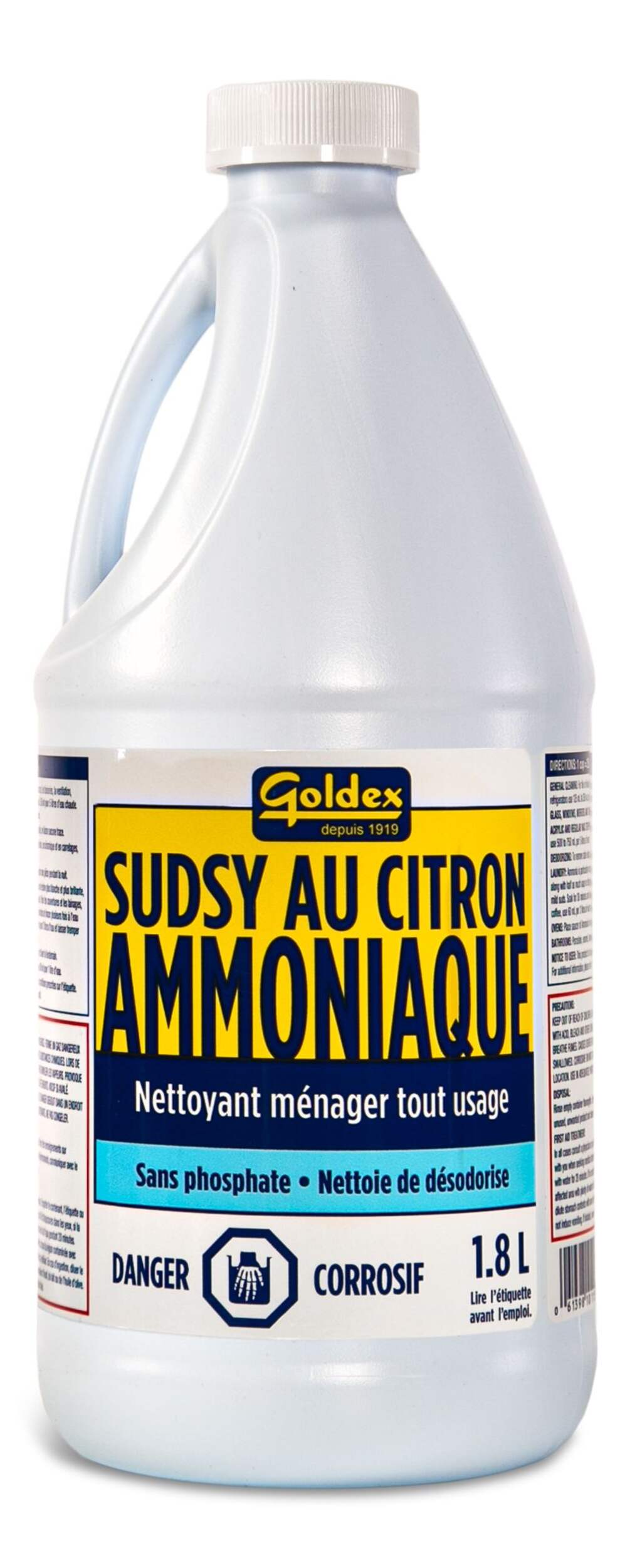 Nettoyant domestique savonneux tout usage Goldex, ammoniac, citron, 1,8 L Front_Flat