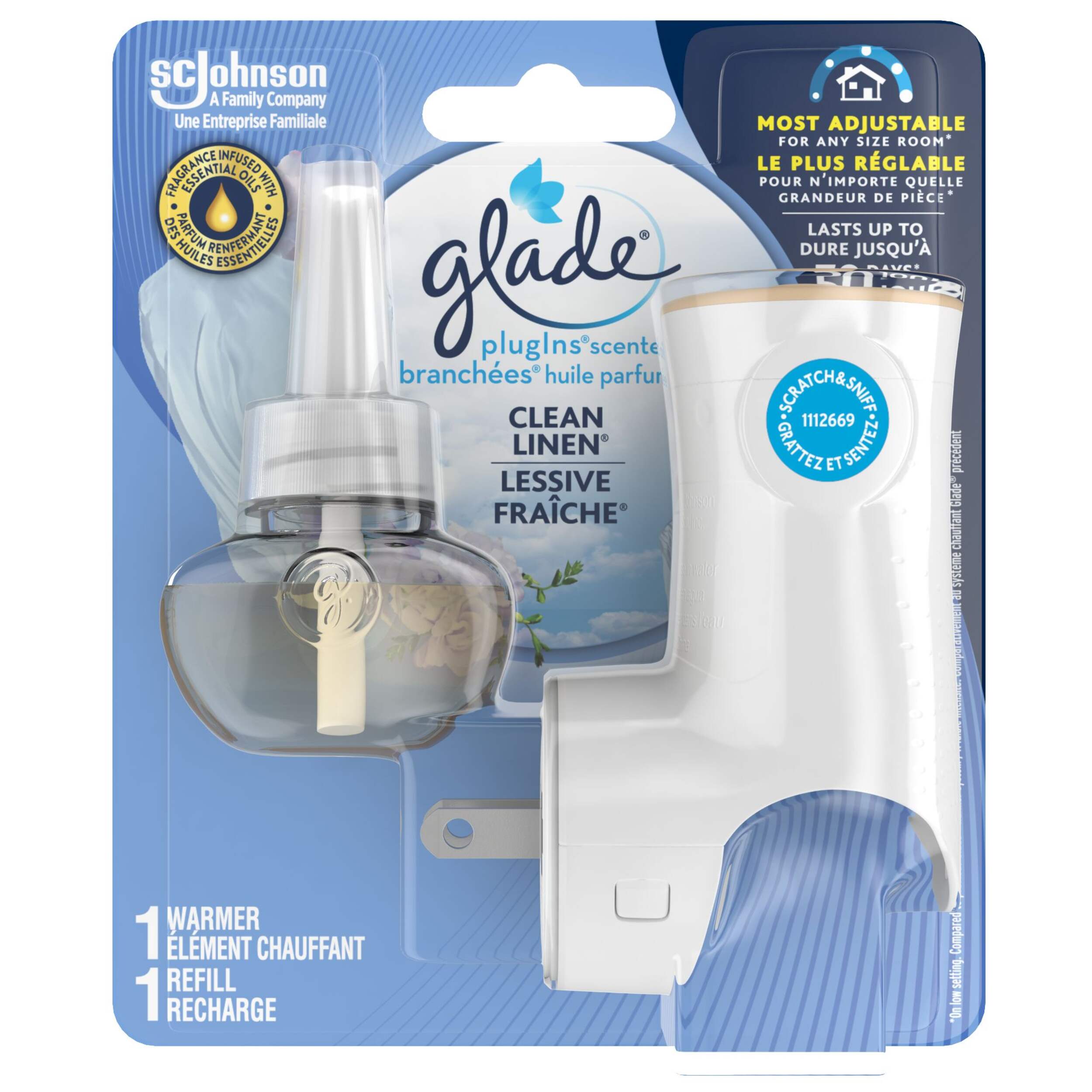 Glade PlugIns Scented Oil Starter Kit, Clean Linen Front_Flat