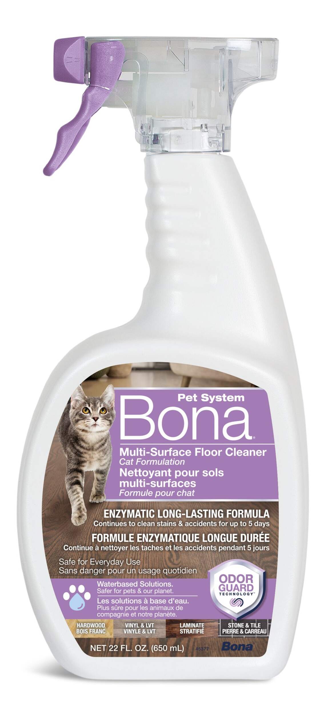 Bona Multi-Surface Pet System Floor Cleaner for Cats, Long-Lasting Formula, Unscented, 650-mL Front_Flat