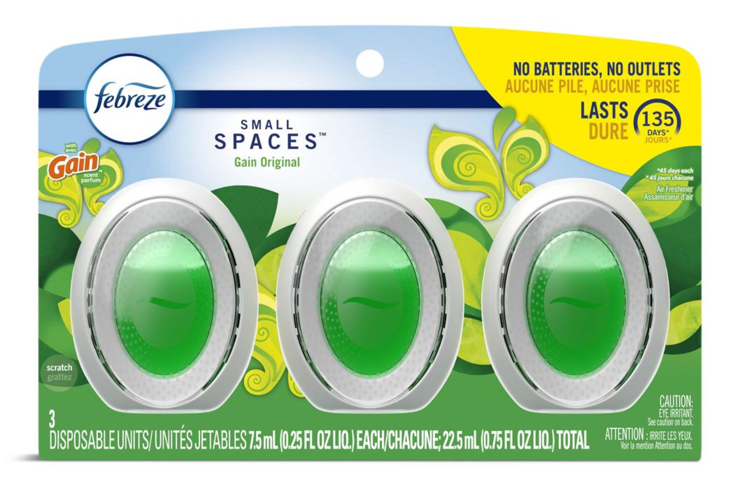 Febreze Odor-Fighting SMALL SPACES, Gain Original Scent, 3 count Front_Flat