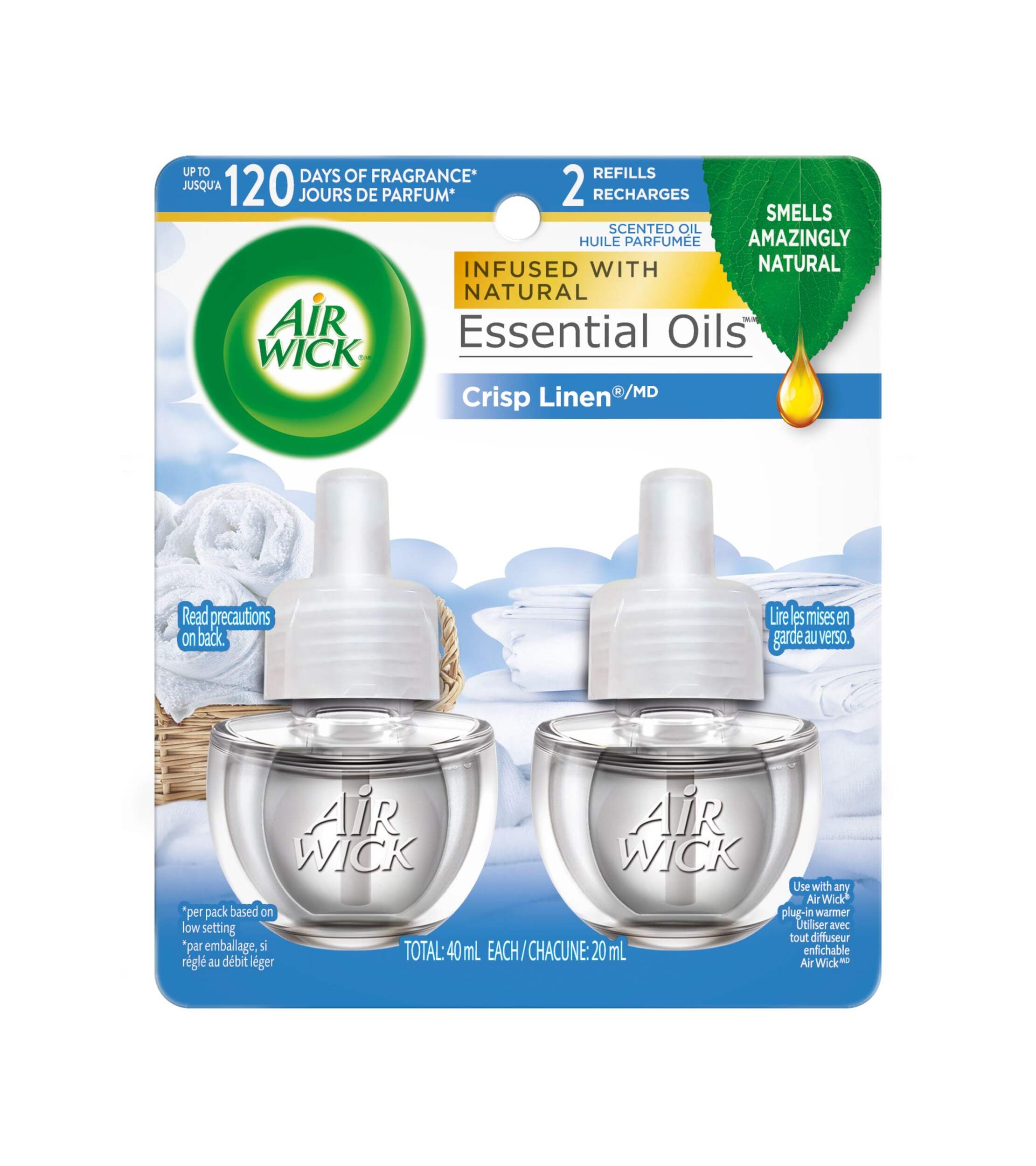 Air Wick Scented Oil Twin Refill, Linen, 2-pk Front_Flat