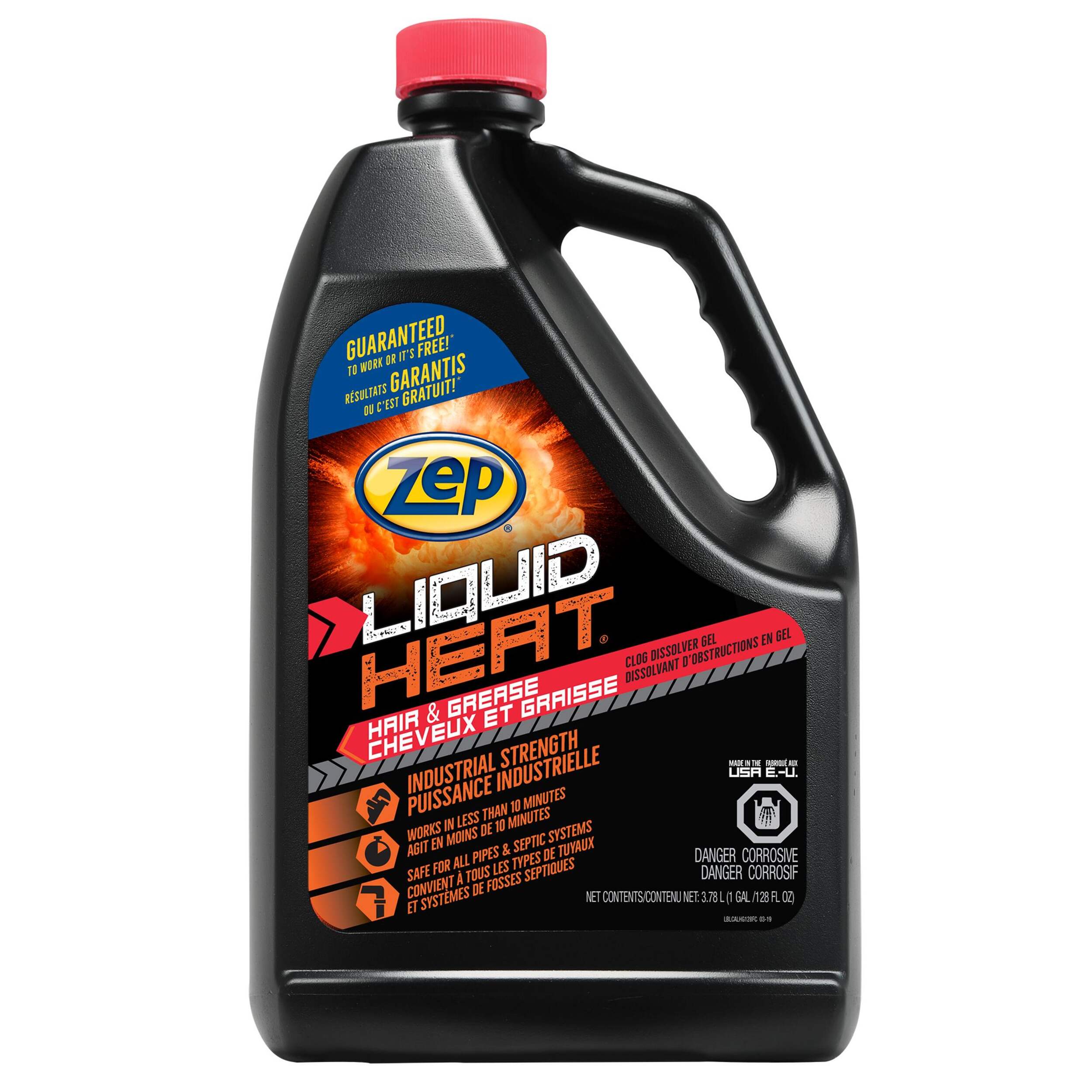 Zep Liquid Heat Gel Drain Opener, 3.78-L Front_Flat