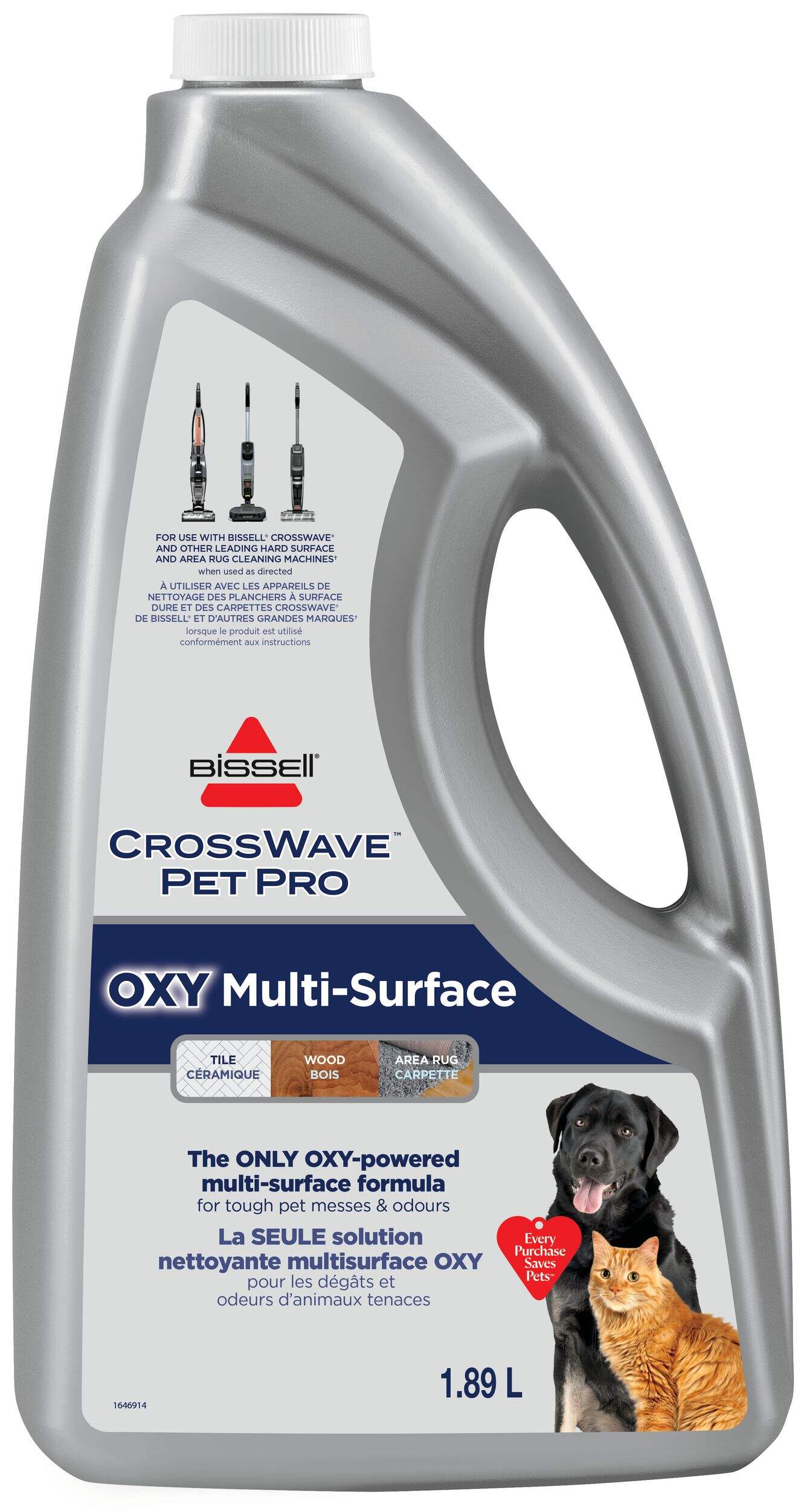 Nettoyant multi-surfaces pour planchers Bissell Crosswave Pet Pro Oxy, 1,89 L Front_Flat