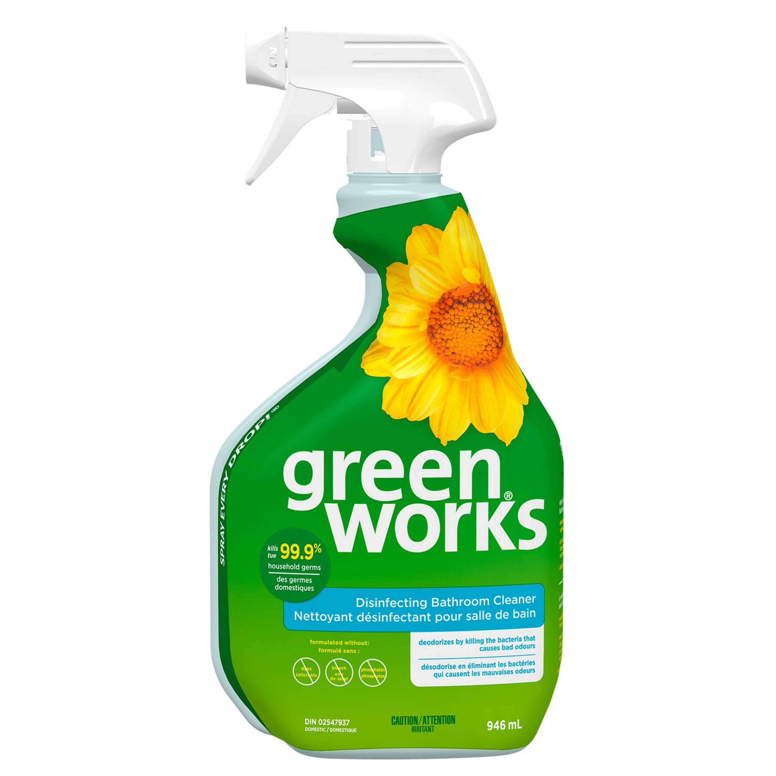 Greenworks Disinfecting Bathroom Cleaner, 946-mL Front_Flat