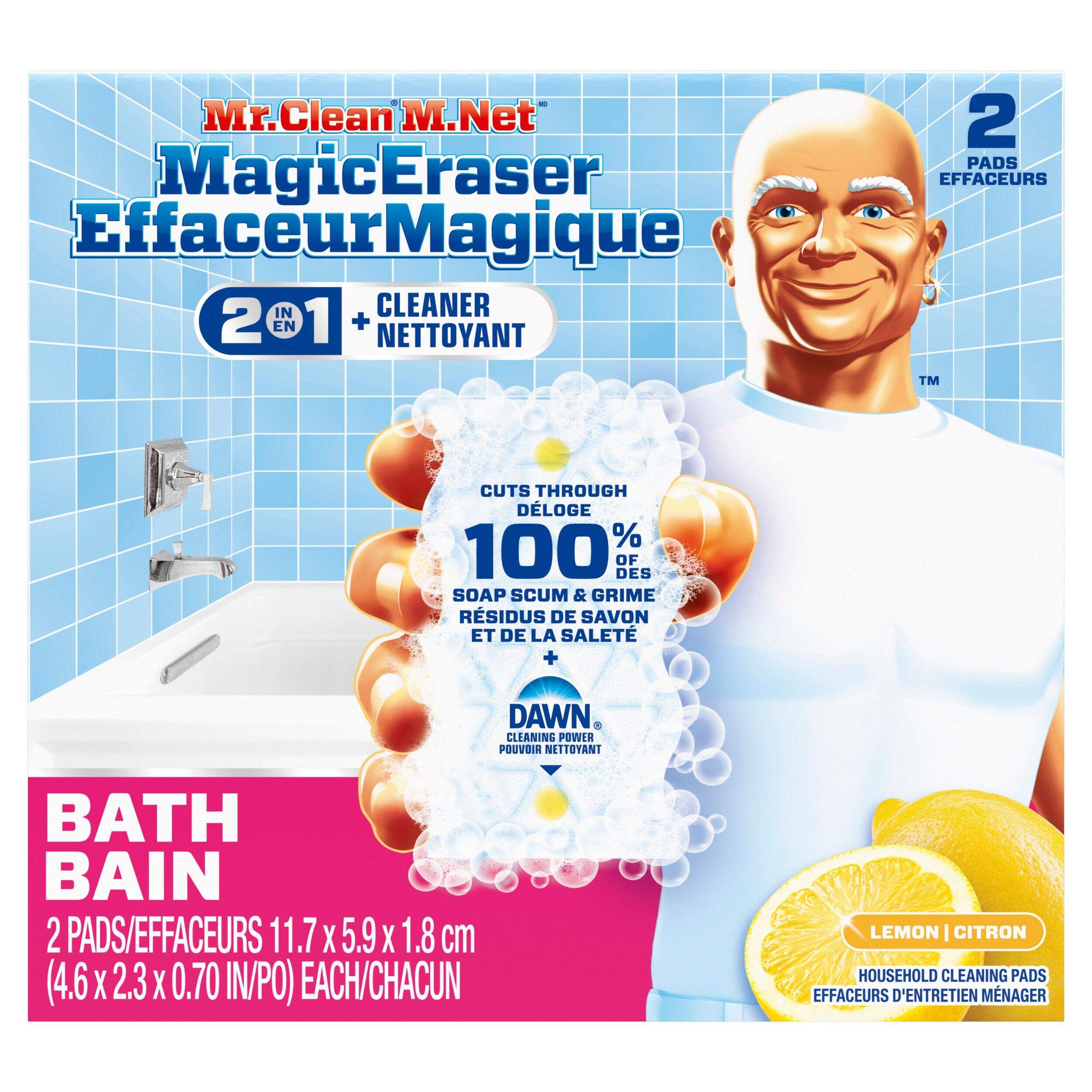 Effaceur magique M. Net, salle de bain, citron, paq. 2 Front_Flat