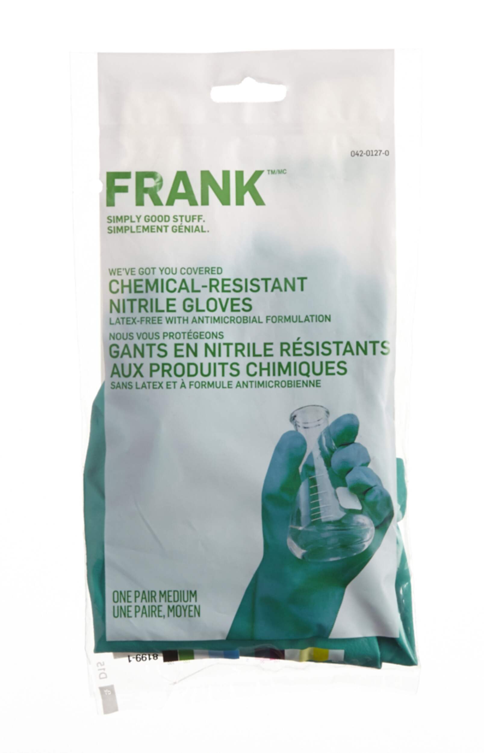 FRANK Chemical Resistant Latex Free Nitrile Gloves, Medium, 1-Pair Front_Flat