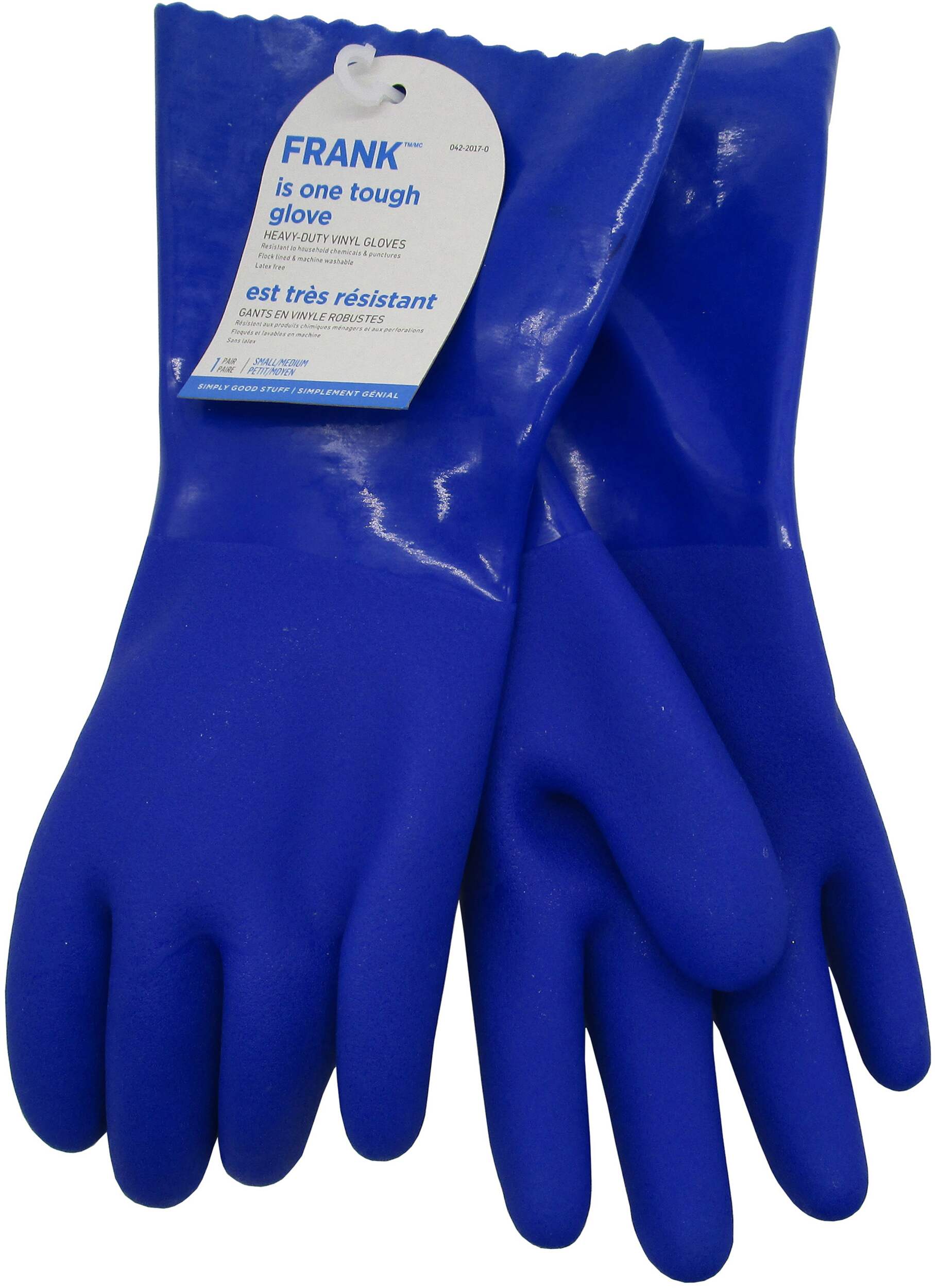 FRANK Flock-Lined Vinyl Gloves, Assorted Sizes, 1-Pair Front_Flat